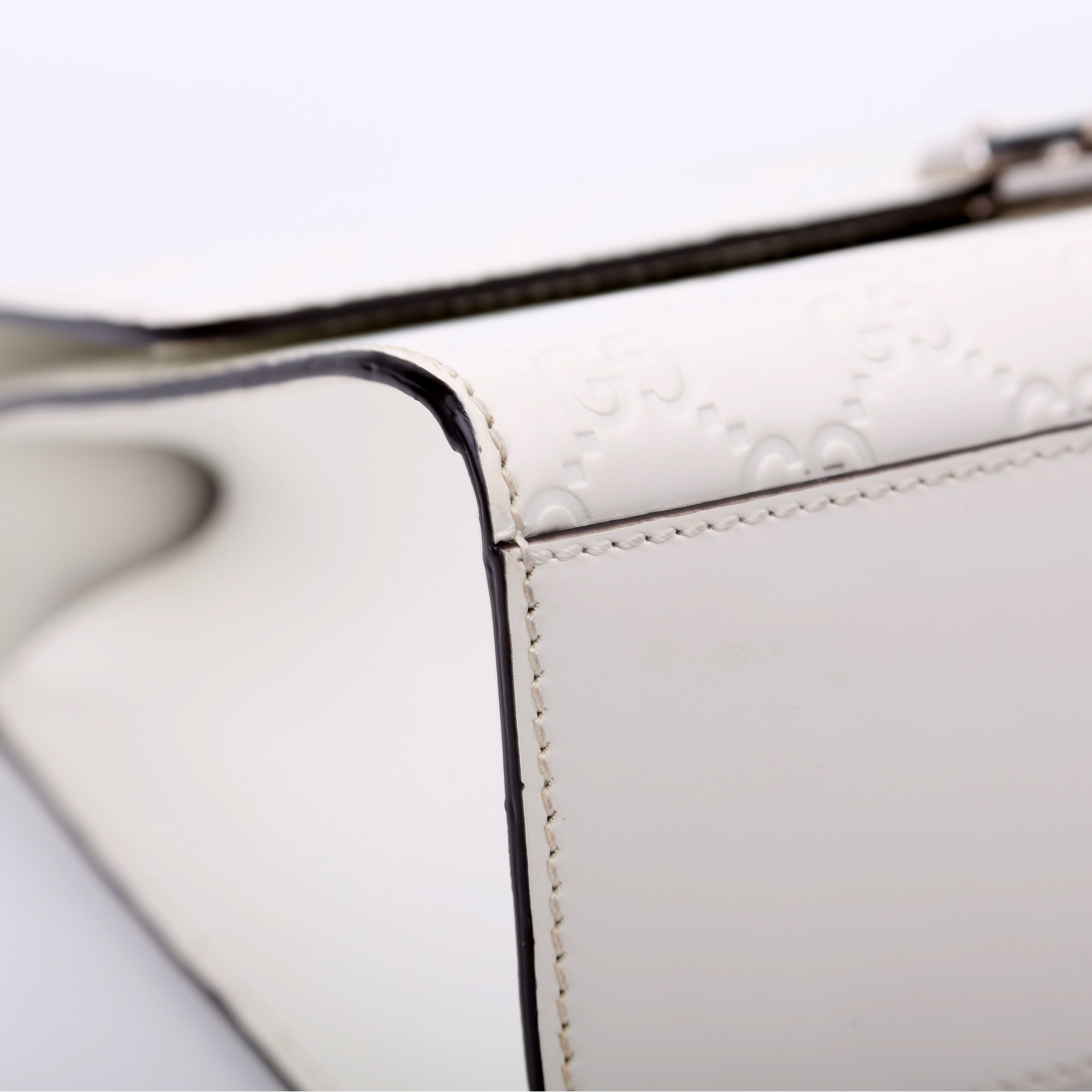 409486 Padlock GG Leather Shoulder Medium White