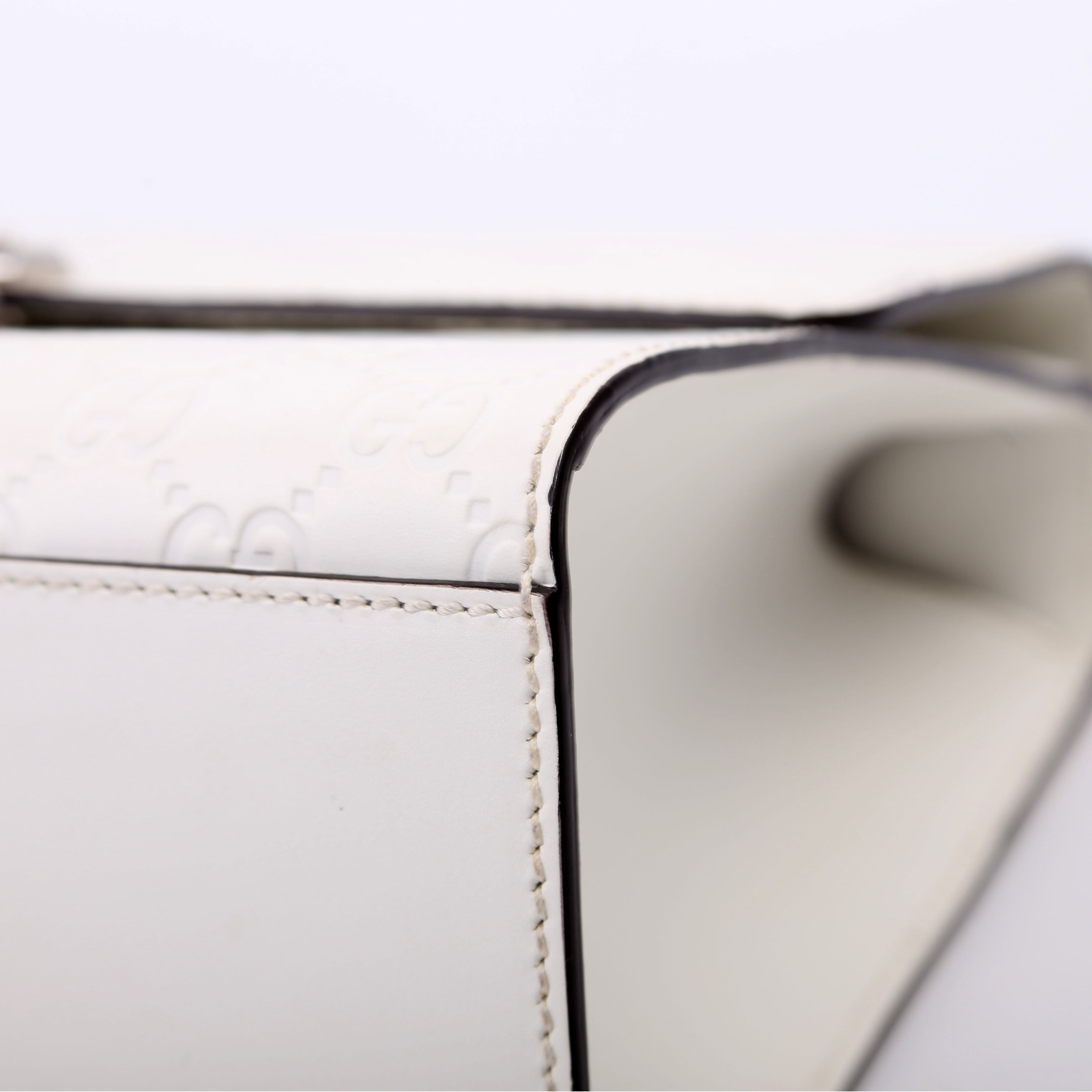 409486 Padlock GG Leather Shoulder Medium White