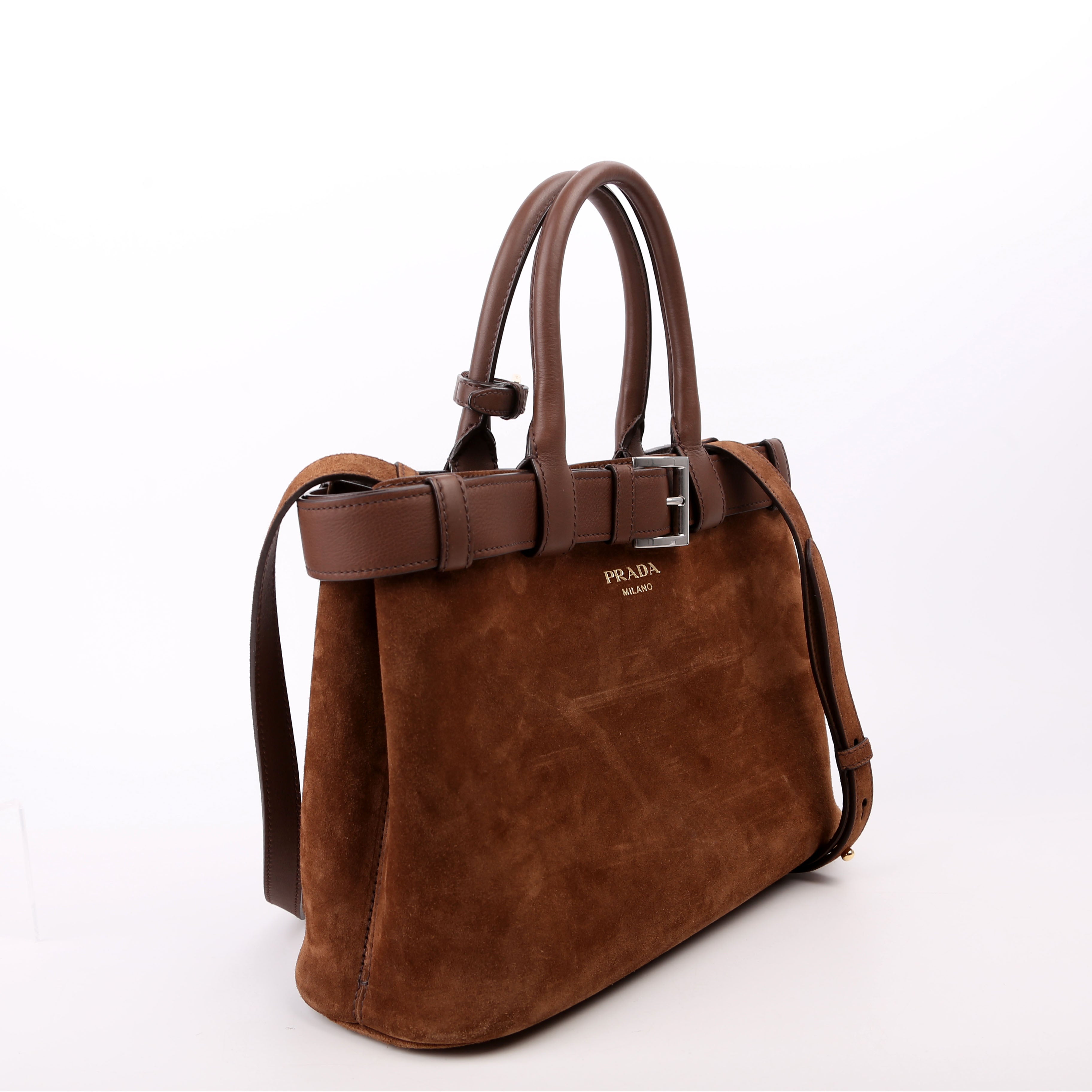 Buckle Bag With Belt Scamosciate Small Brown