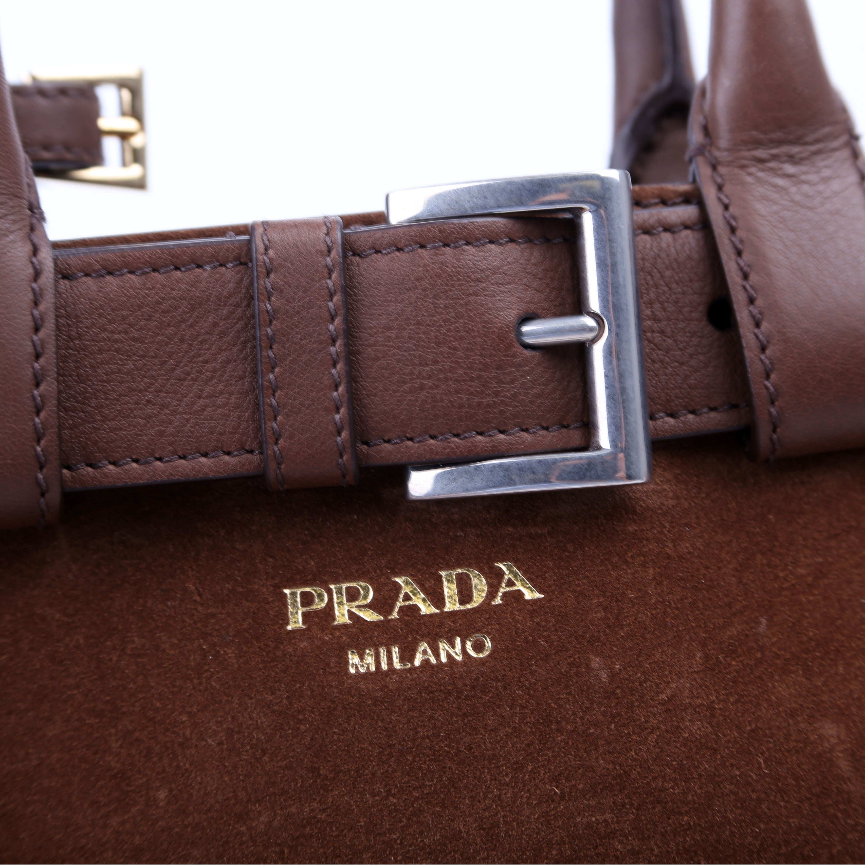 Buckle Bag With Belt Scamosciate Small Brown