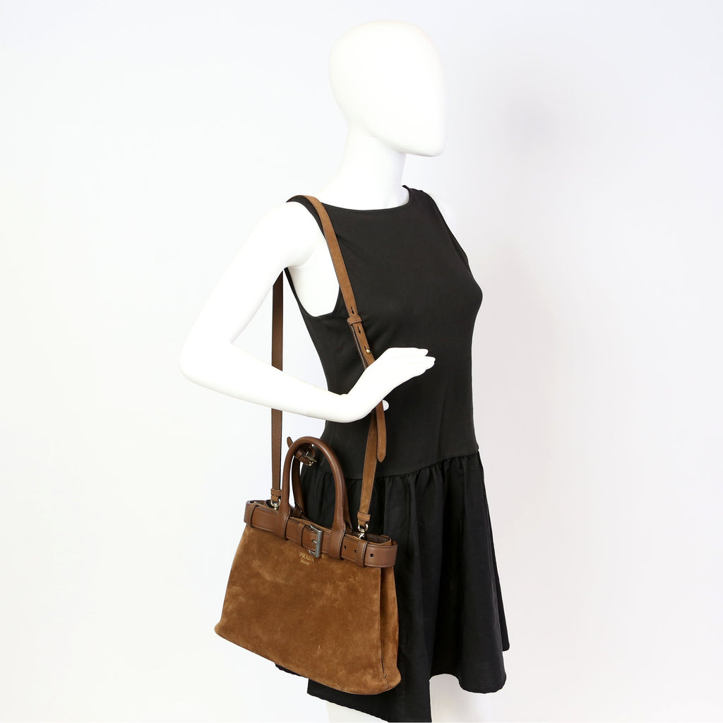 Buckle Bag With Belt Scamosciate Small Brown