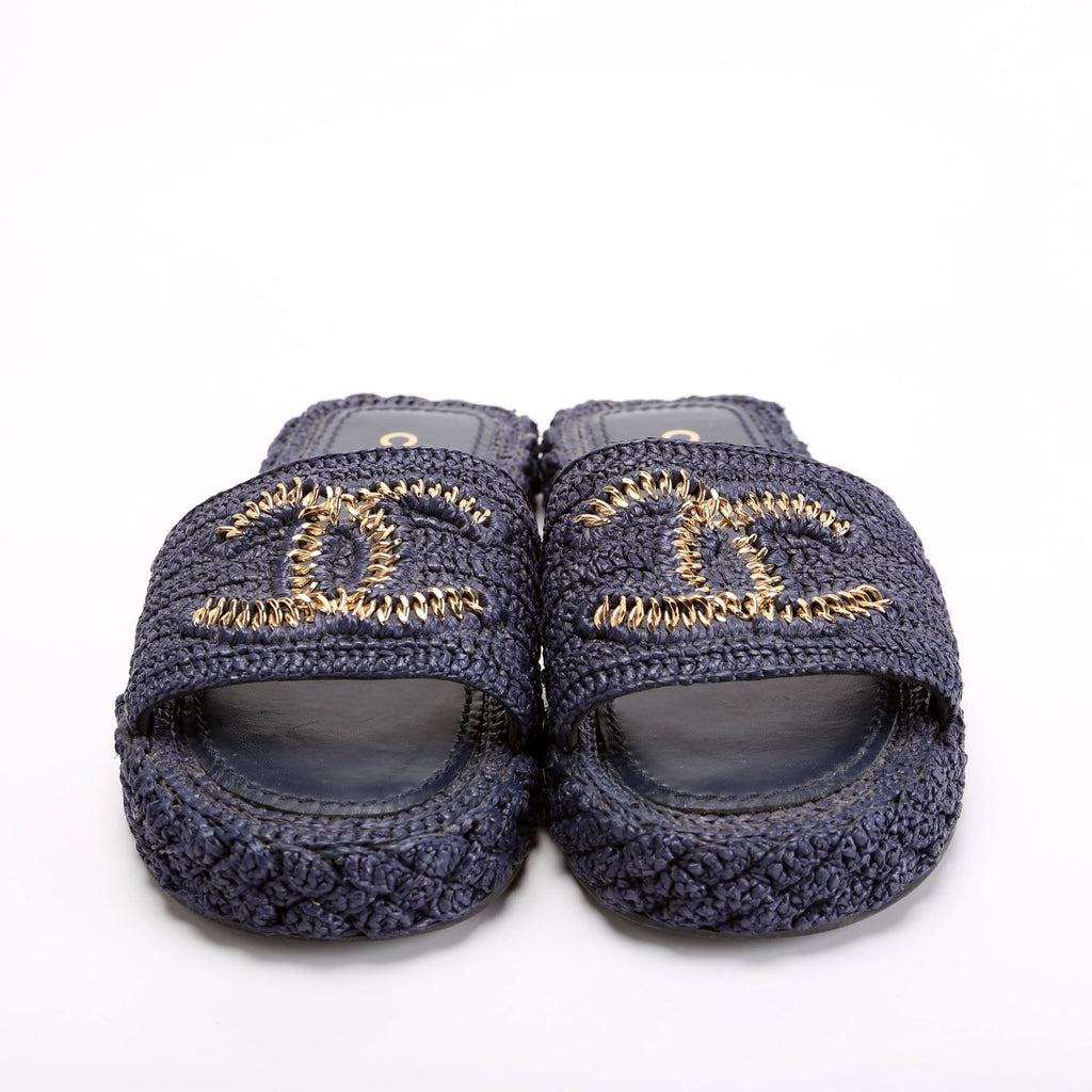 CC Braided Cord Espadrille Sandals Size 38 Blue