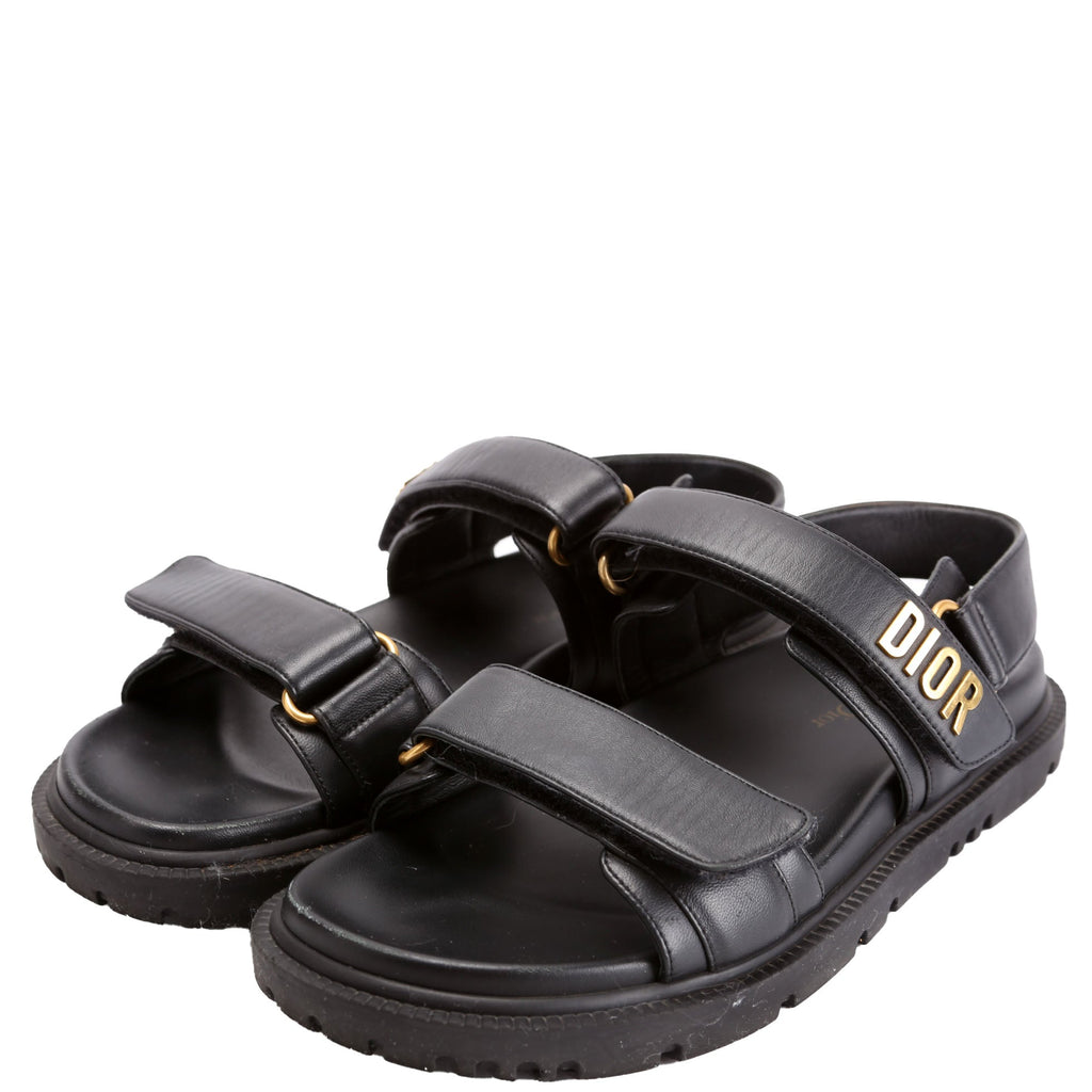Dioract Leather Sandals Size 39 Black