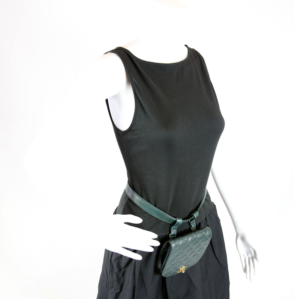 CC Turnlock Waist Belt Bag Vintage Size 75/30 Green