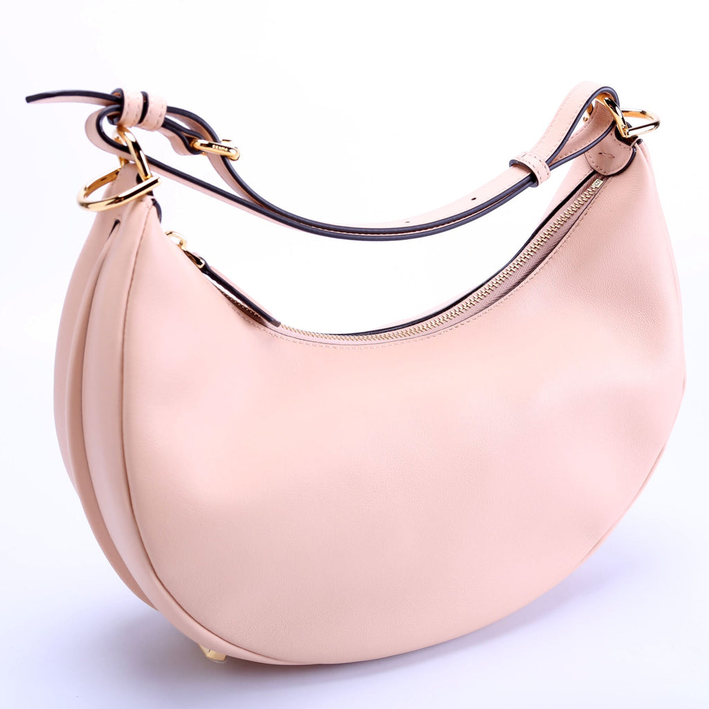8BR798 Fendigraphy Small Leather Hobo Nude
