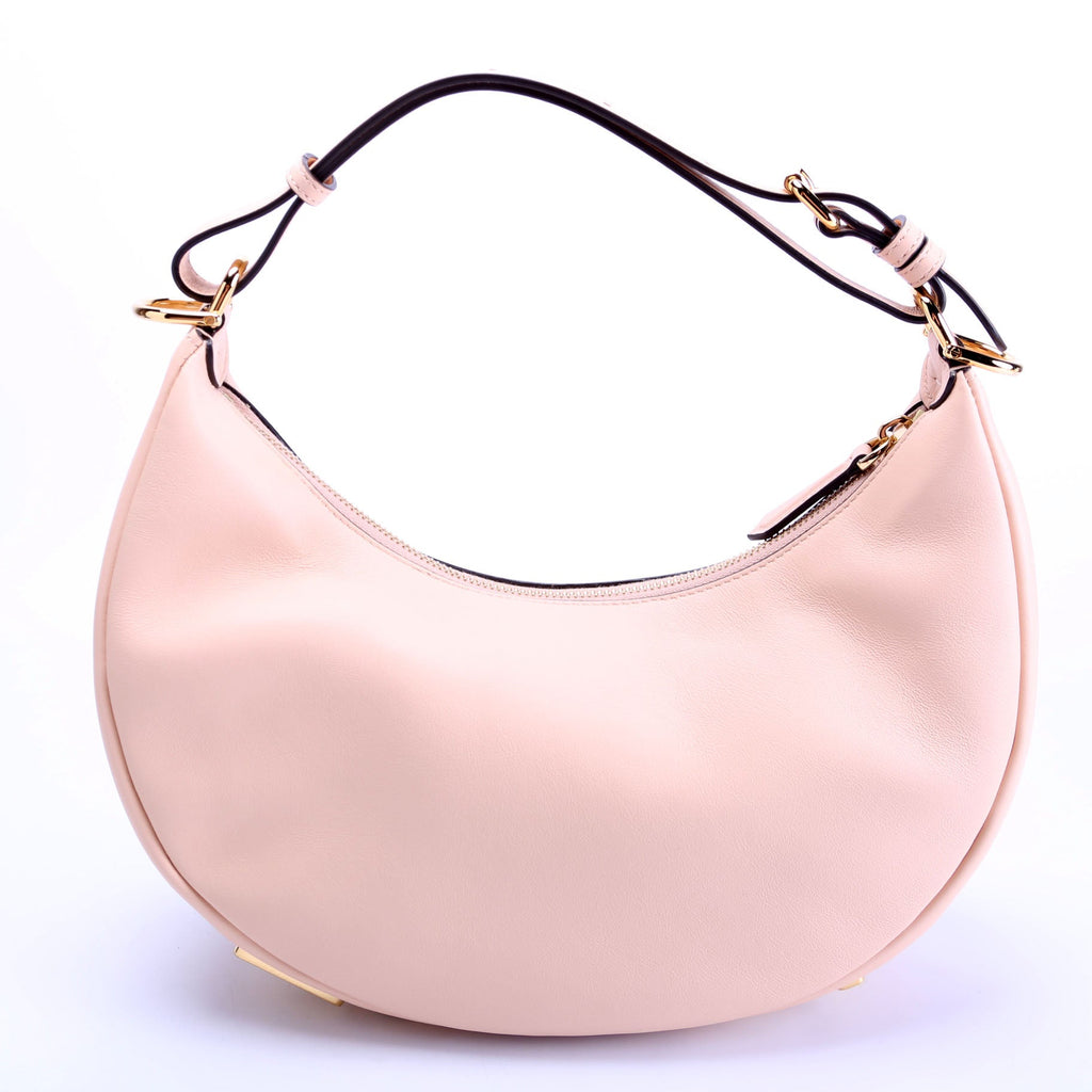 8BR798 Fendigraphy Small Leather Hobo Nude