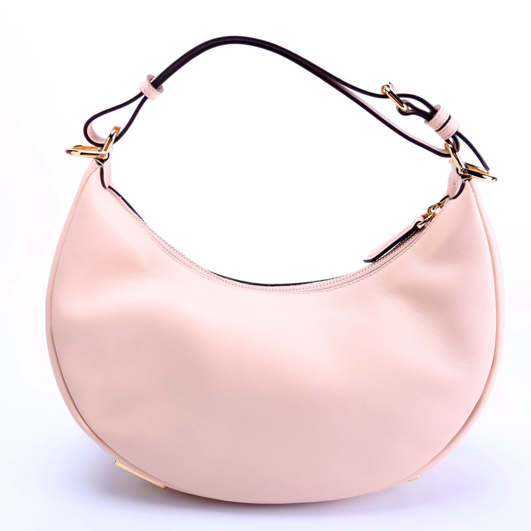 8BR798 Fendigraphy Small Leather Hobo Nude