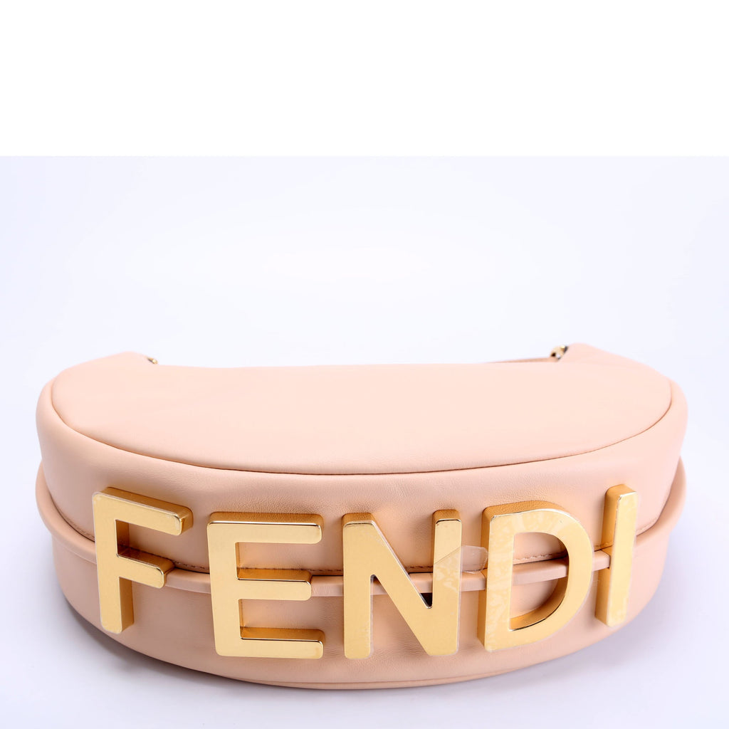 8BR798 Fendigraphy Small Leather Hobo Nude