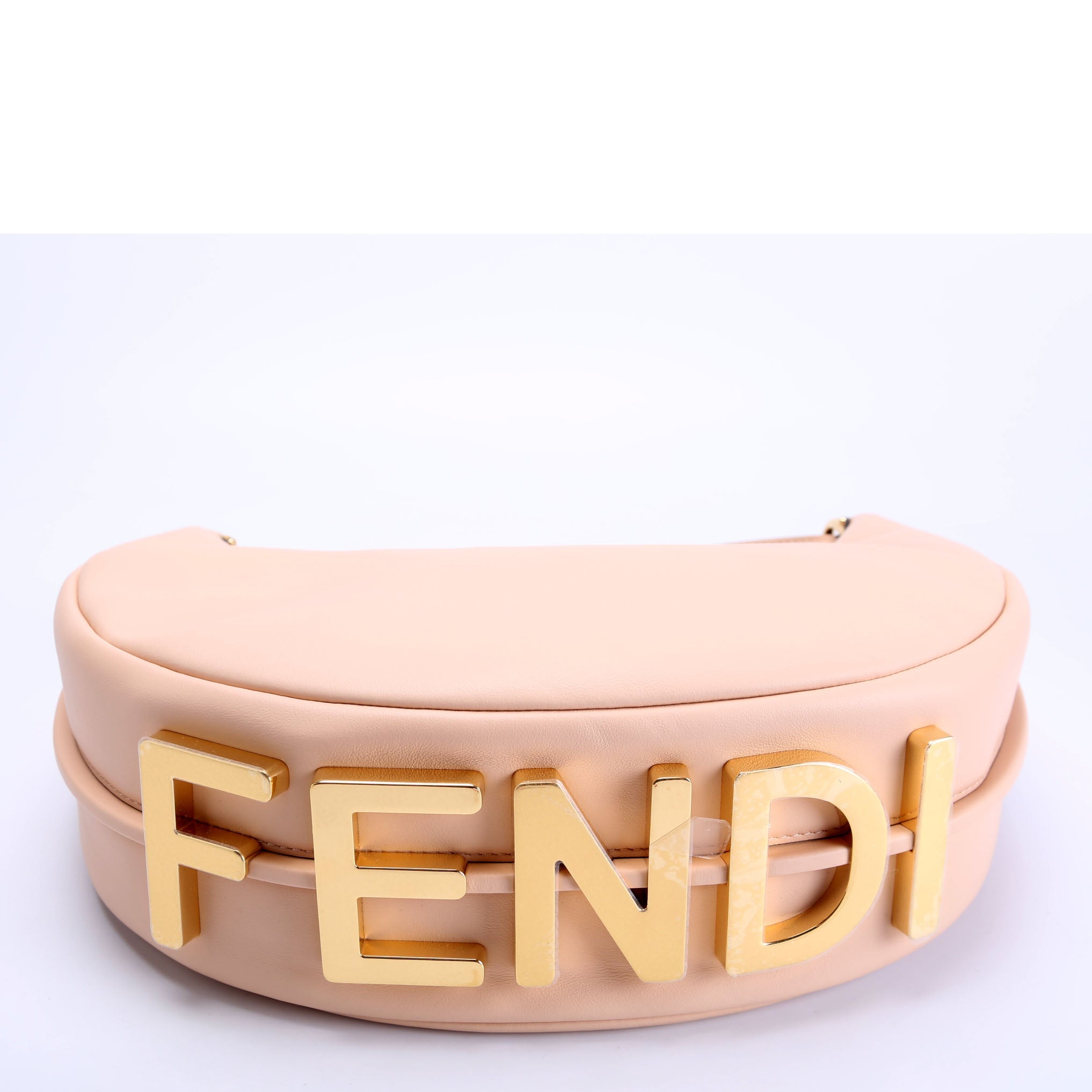 8BR798 Fendigraphy Small Leather Hobo Nude