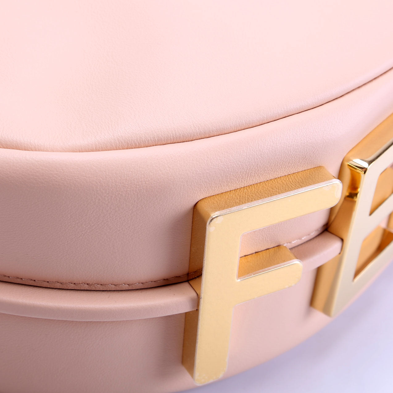 8BR798 Fendigraphy Small Leather Hobo Nude