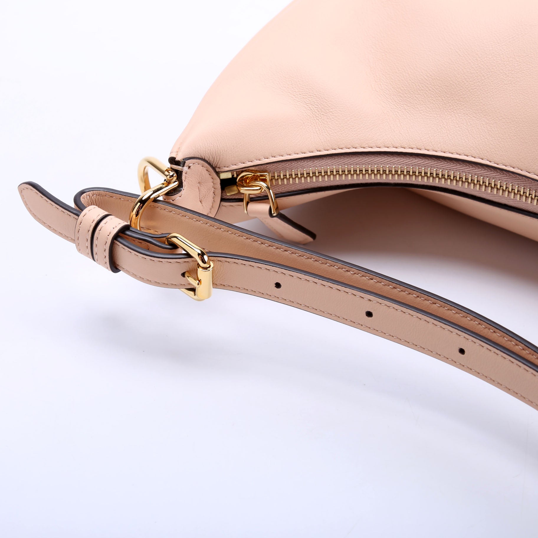 8BR798 Fendigraphy Small Leather Hobo Nude