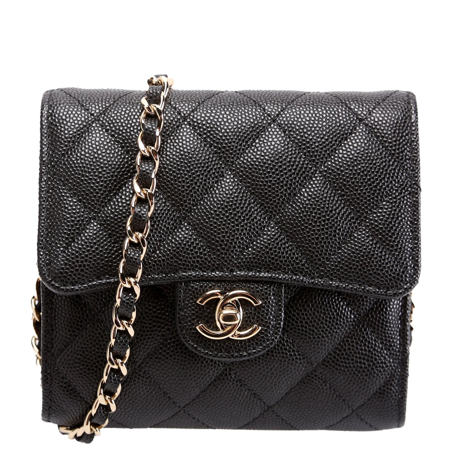 CC Flap Card Holder On Chain Caviar RFID Black