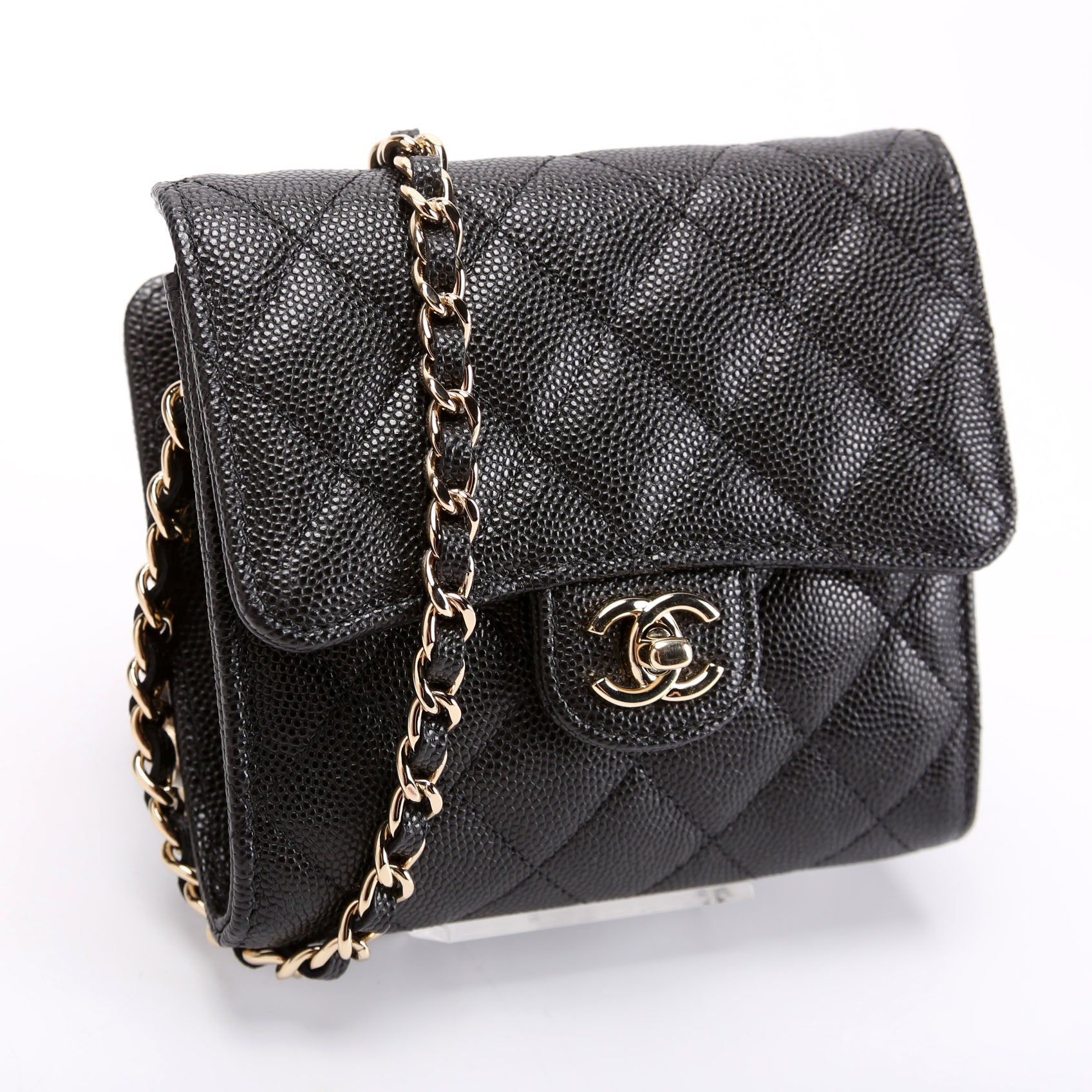 CC Flap Card Holder On Chain Caviar RFID Black
