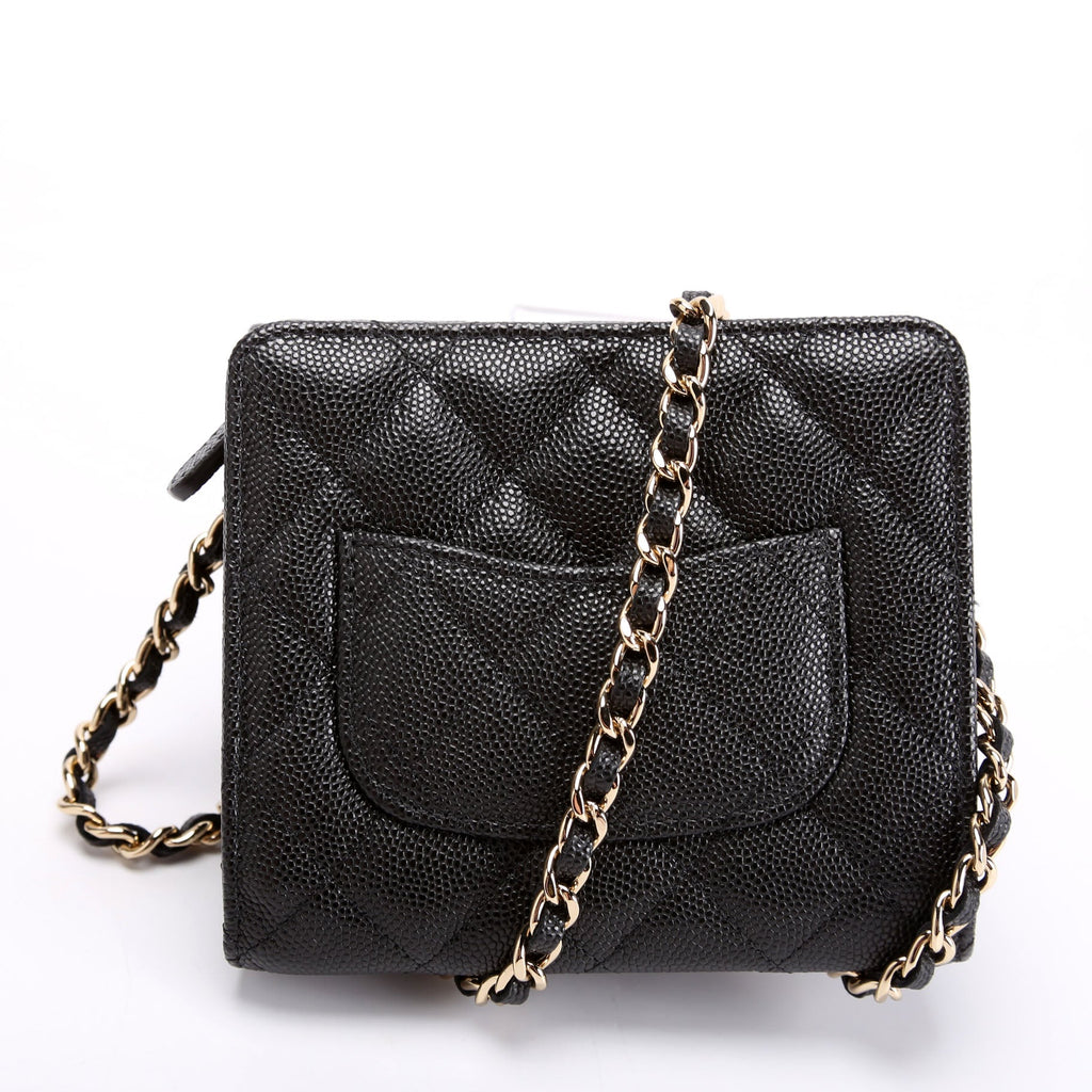 CC Flap Card Holder On Chain Caviar RFID Black