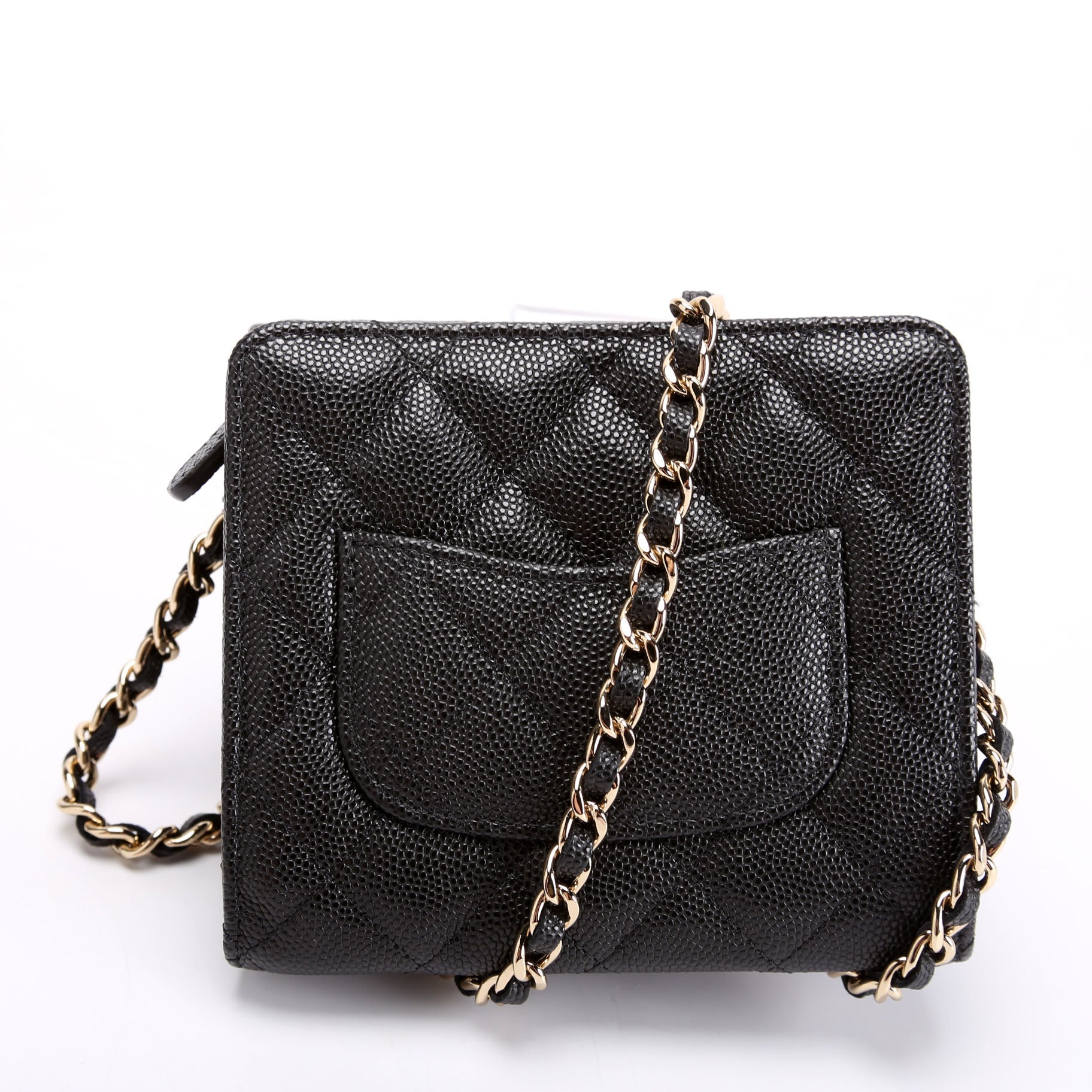 CC Flap Card Holder On Chain Caviar RFID Black