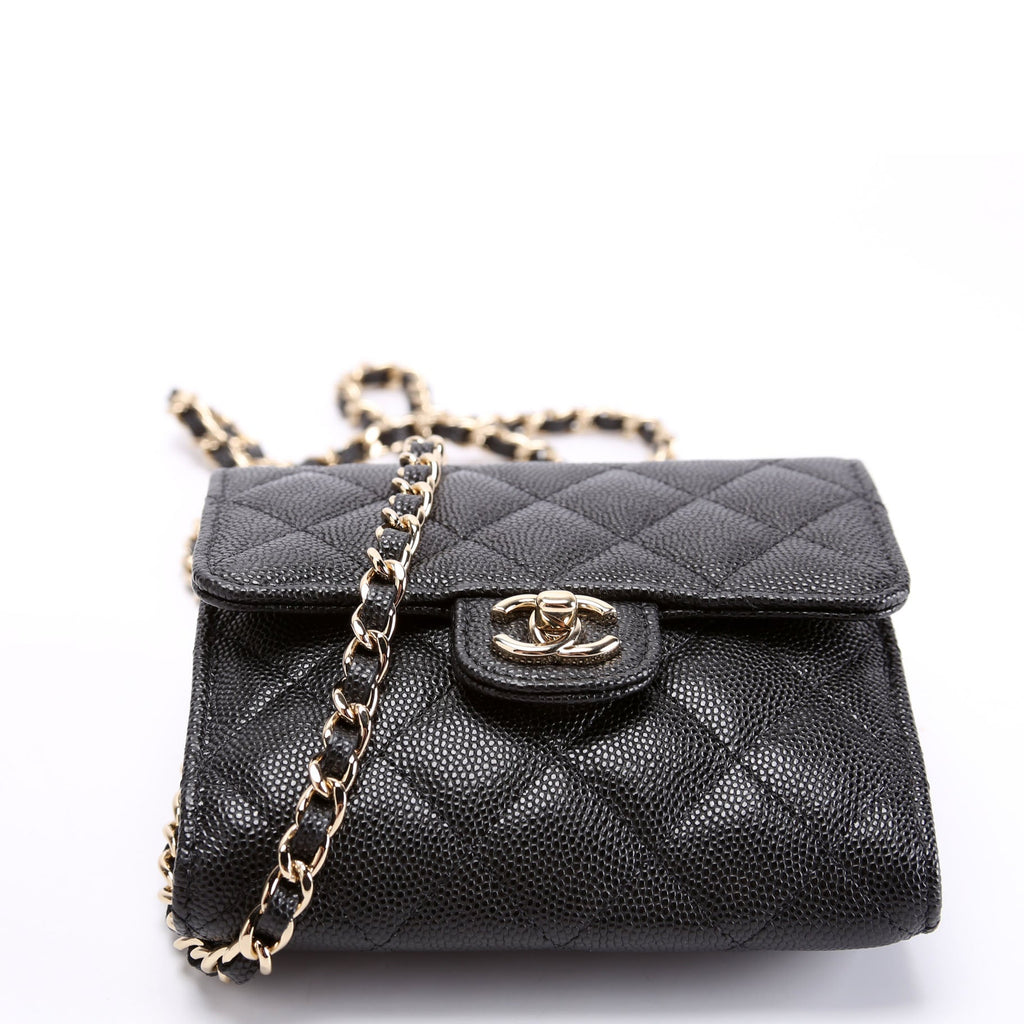 CC Flap Card Holder On Chain Caviar RFID Black