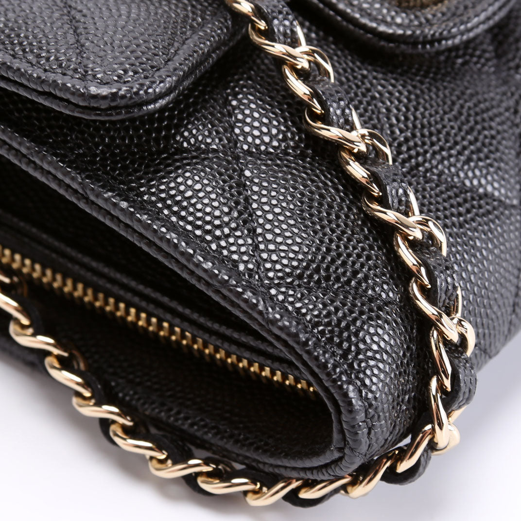 CC Flap Card Holder On Chain Caviar RFID Black