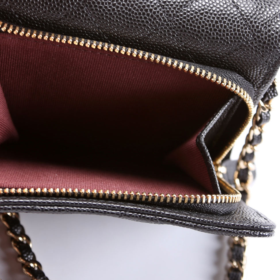 CC Flap Card Holder On Chain Caviar RFID Black
