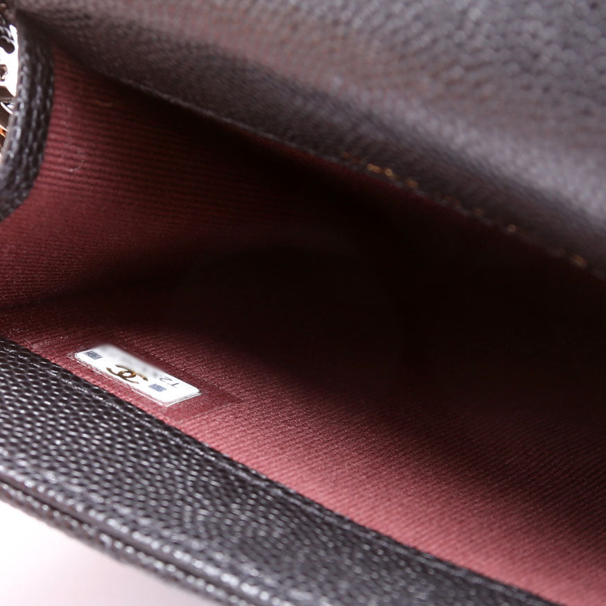 CC Flap Card Holder On Chain Caviar RFID Black