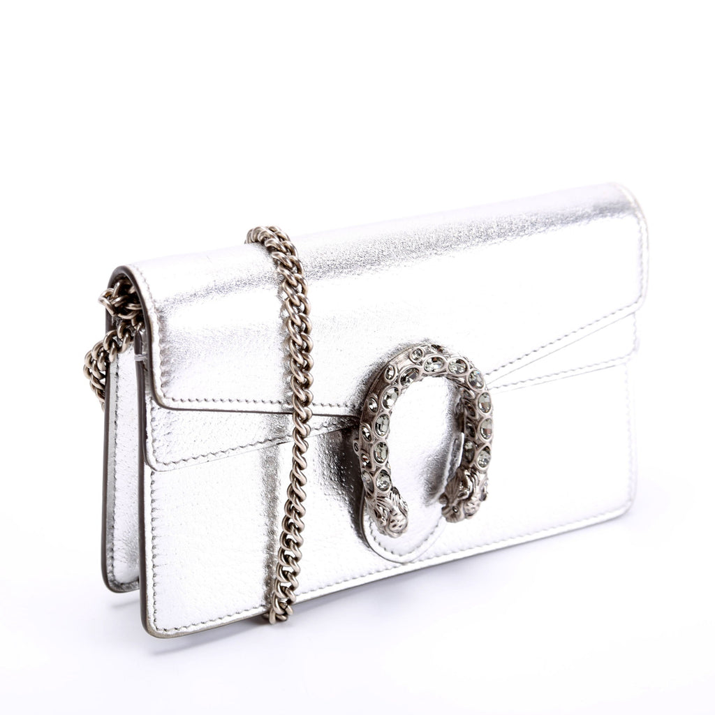 476432 Dionysus Metallic Leather Super Mini Silver