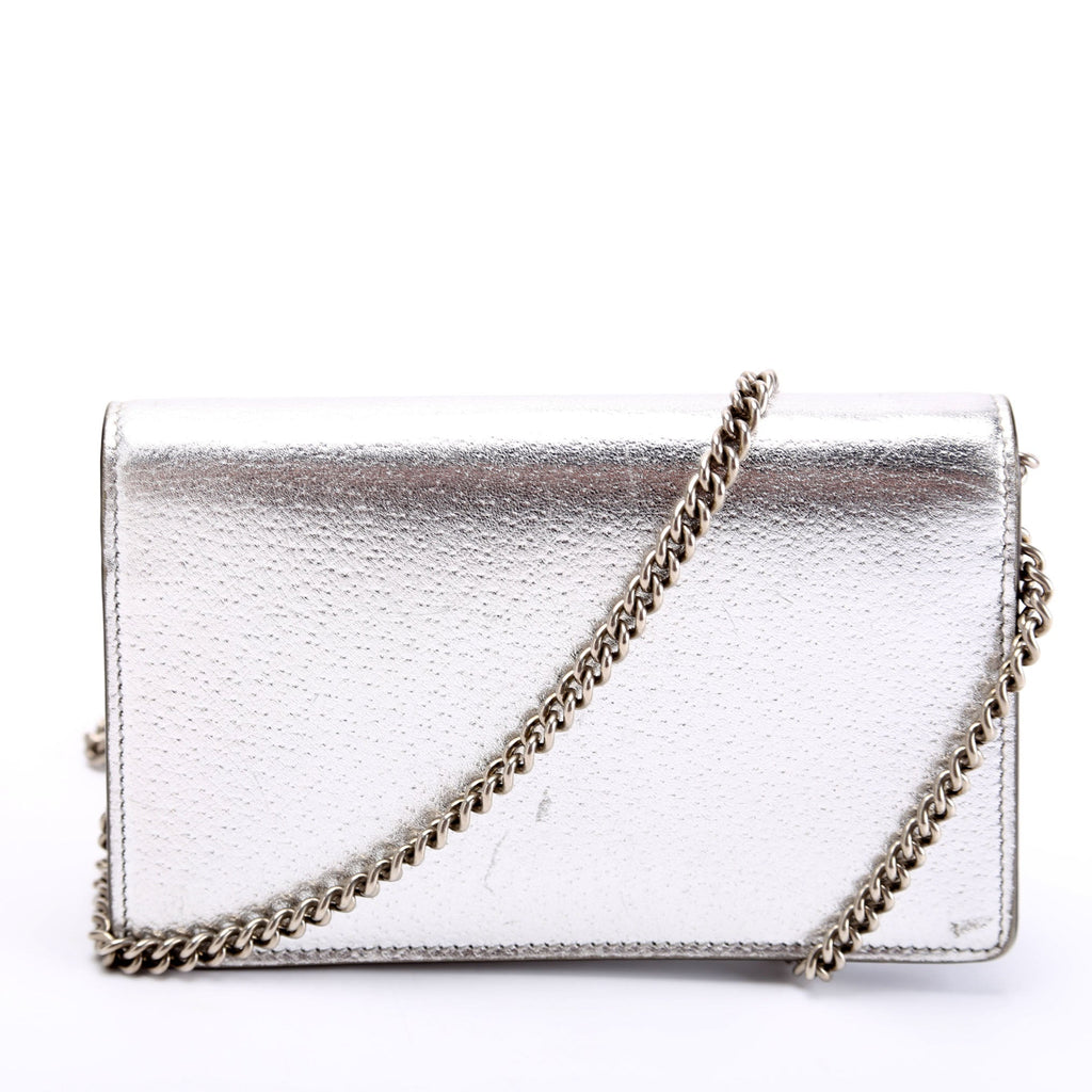 476432 Dionysus Metallic Leather Super Mini Silver