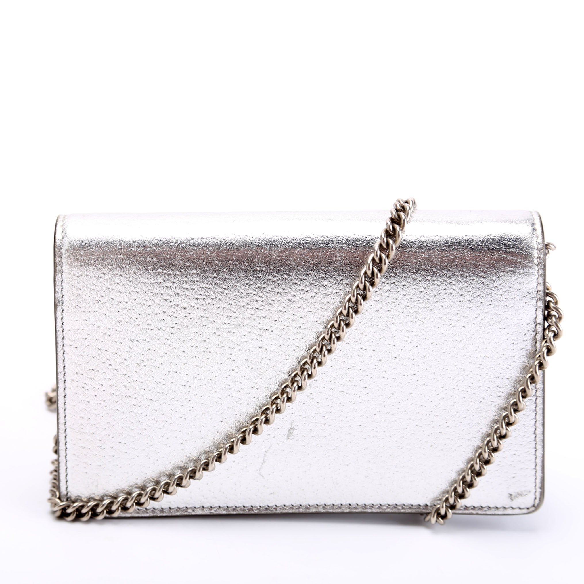476432 Dionysus Metallic Leather Super Mini Silver