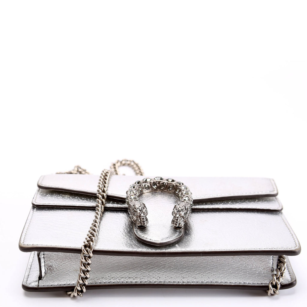 476432 Dionysus Metallic Leather Super Mini Silver