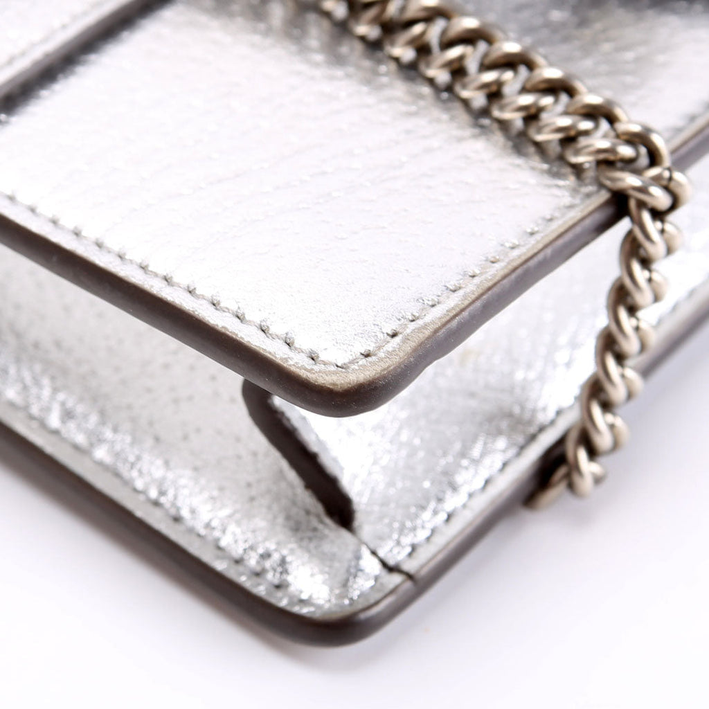 476432 Dionysus Metallic Leather Super Mini Silver