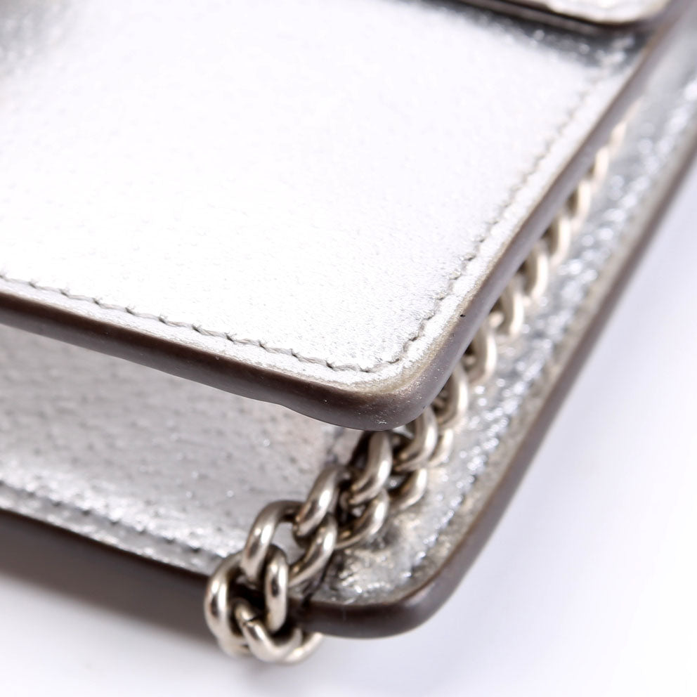 476432 Dionysus Metallic Leather Super Mini Silver