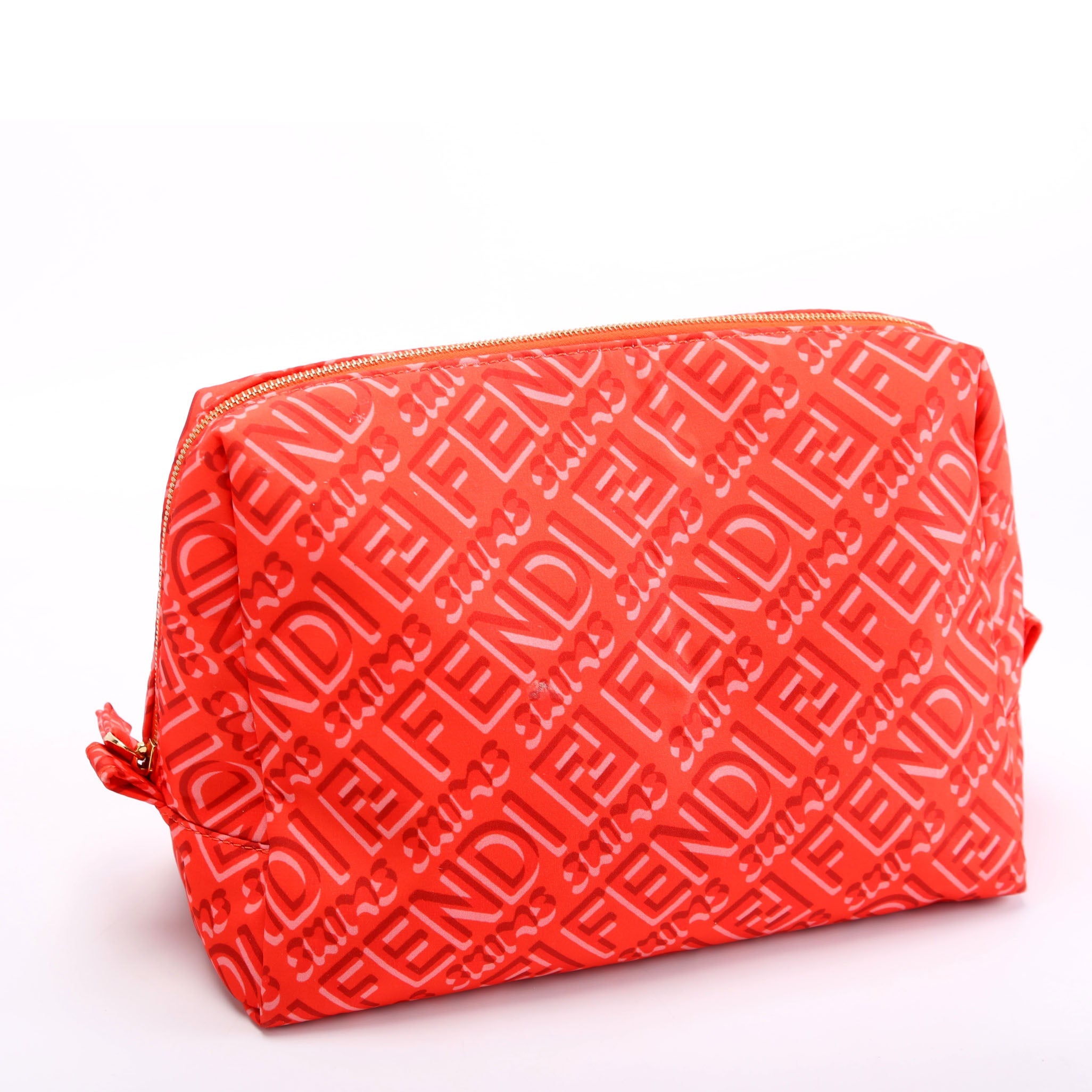 Fendi 8N0171 X Skims Nylon Trapezoid Beauty Pouch Medium Orange