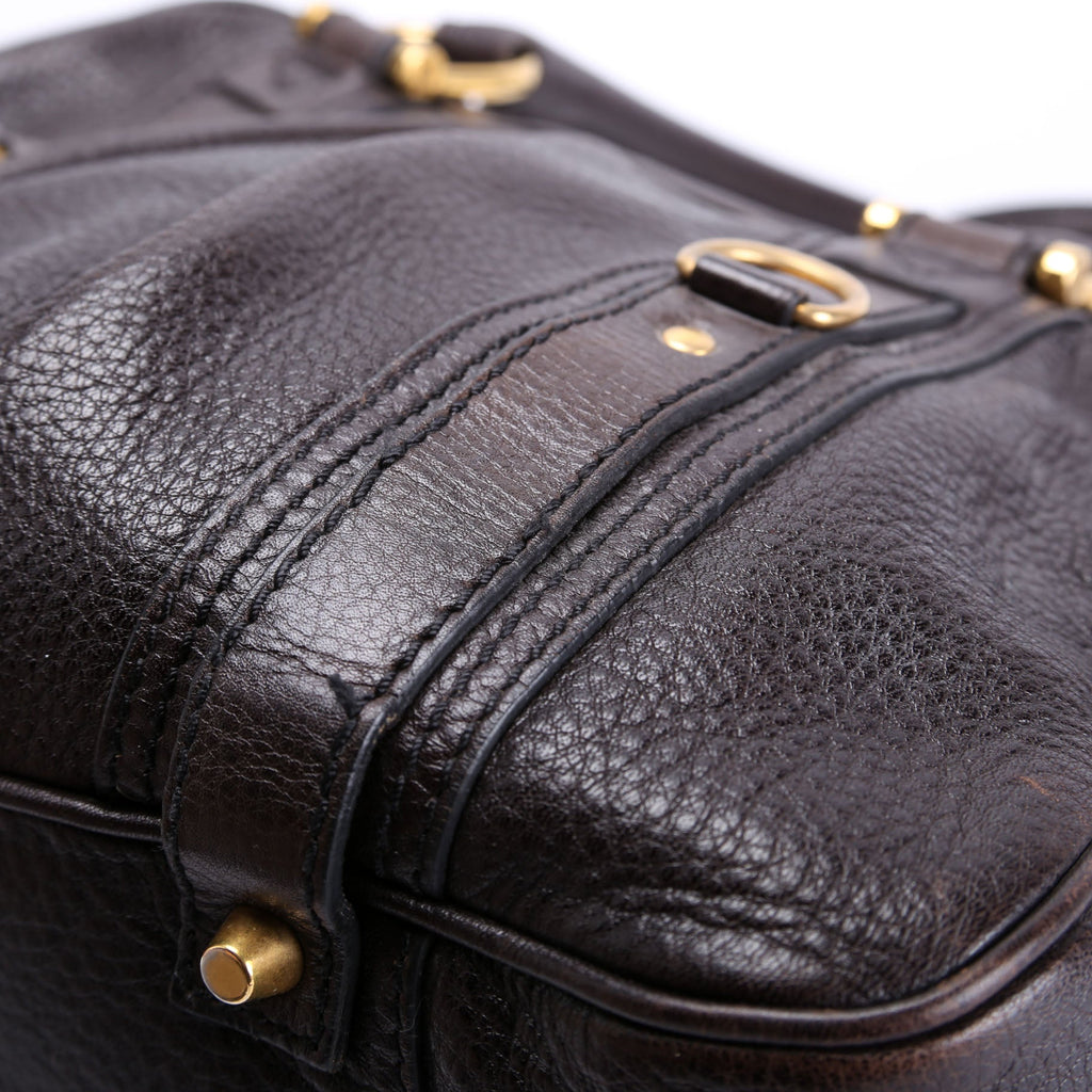Grained Calfskin Bowling Bag Brown