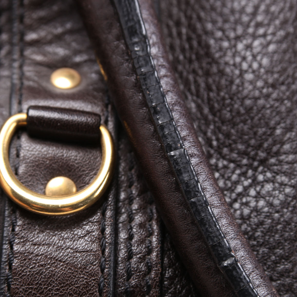 Grained Calfskin Bowling Bag Brown