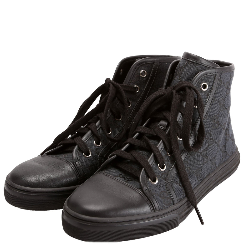 GG Canvas High Top Sneakers Size 38.5 Black