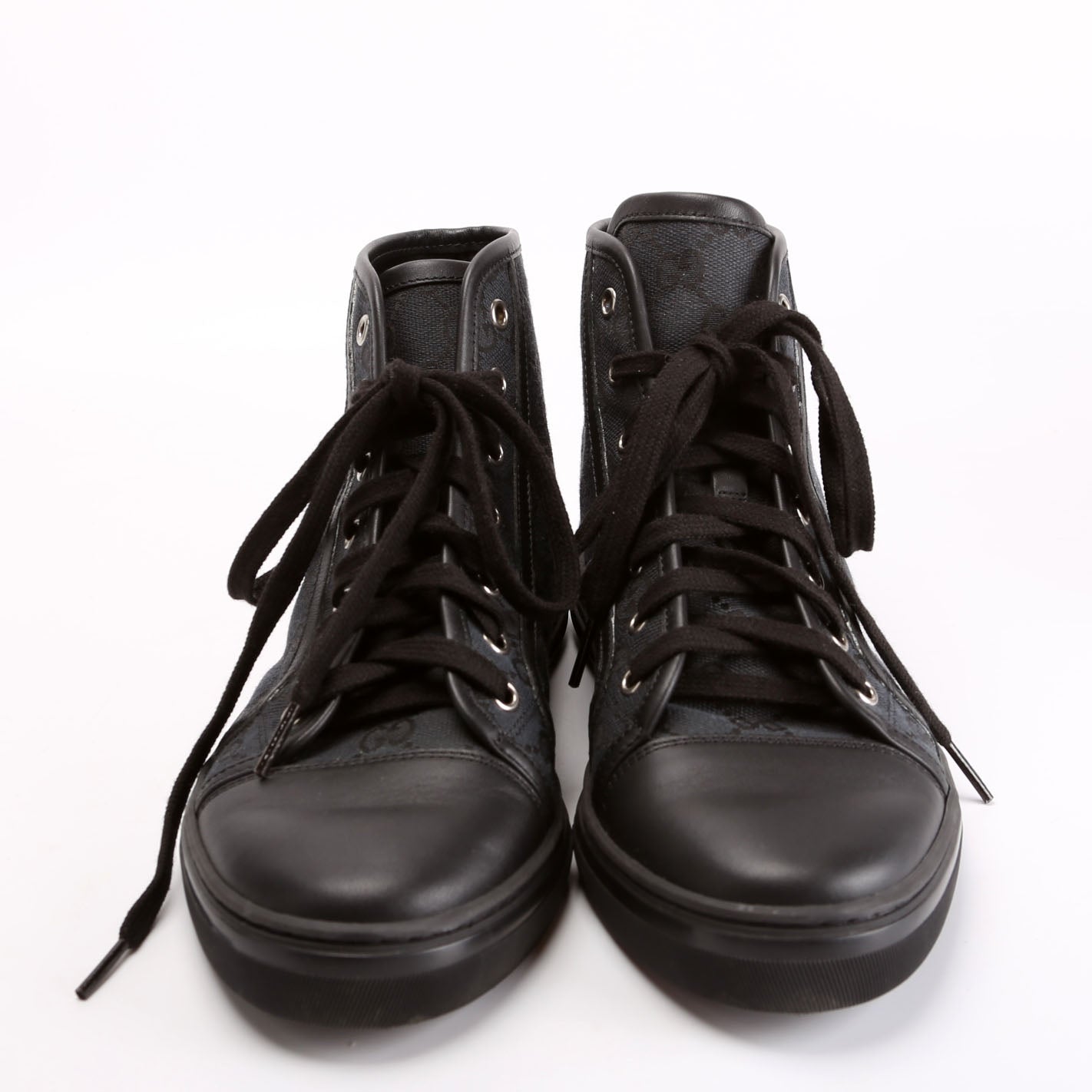 GG Canvas High Top Sneakers Size 38.5 Black