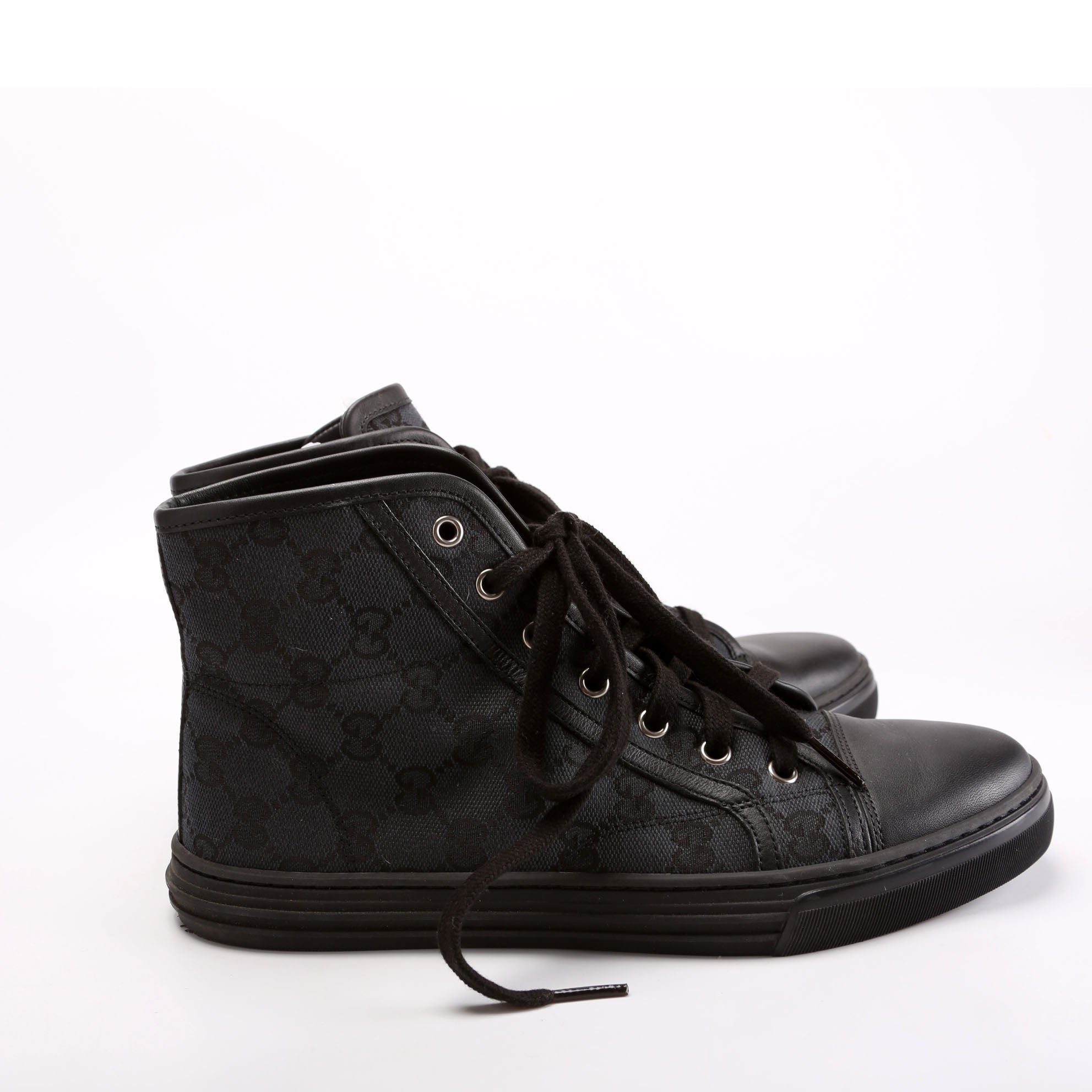 GG Canvas High Top Sneakers Size 38.5 Black