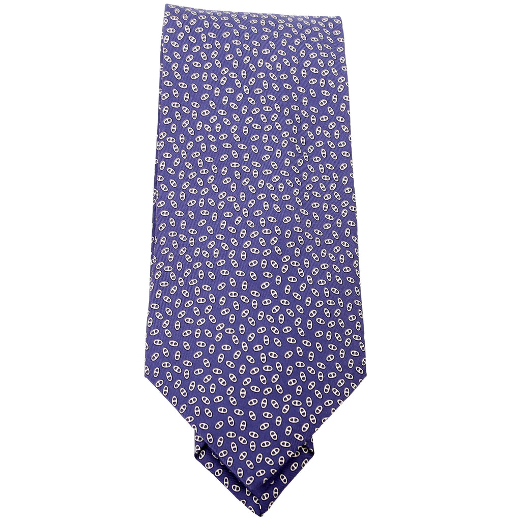 Printed Silk Tie Navy