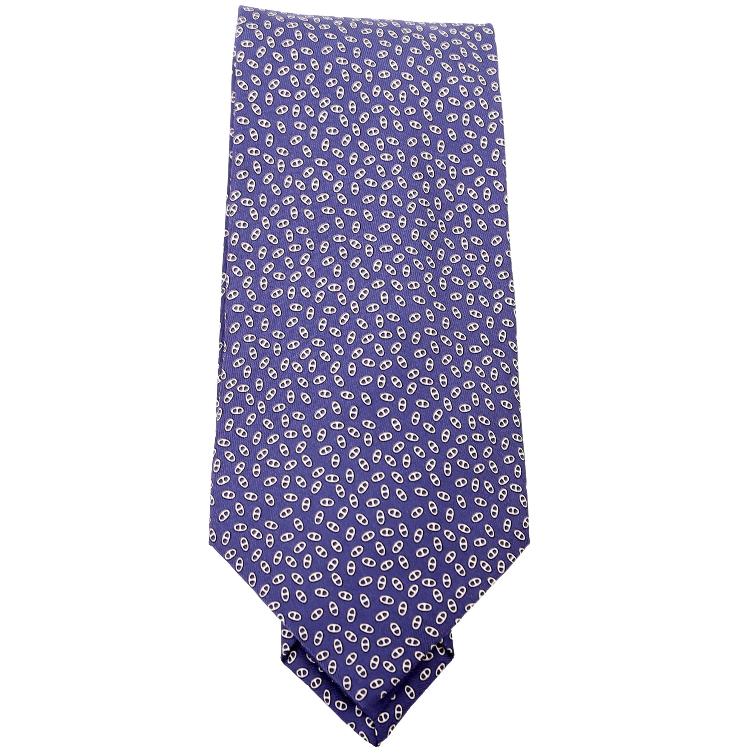 Printed Silk Tie Navy