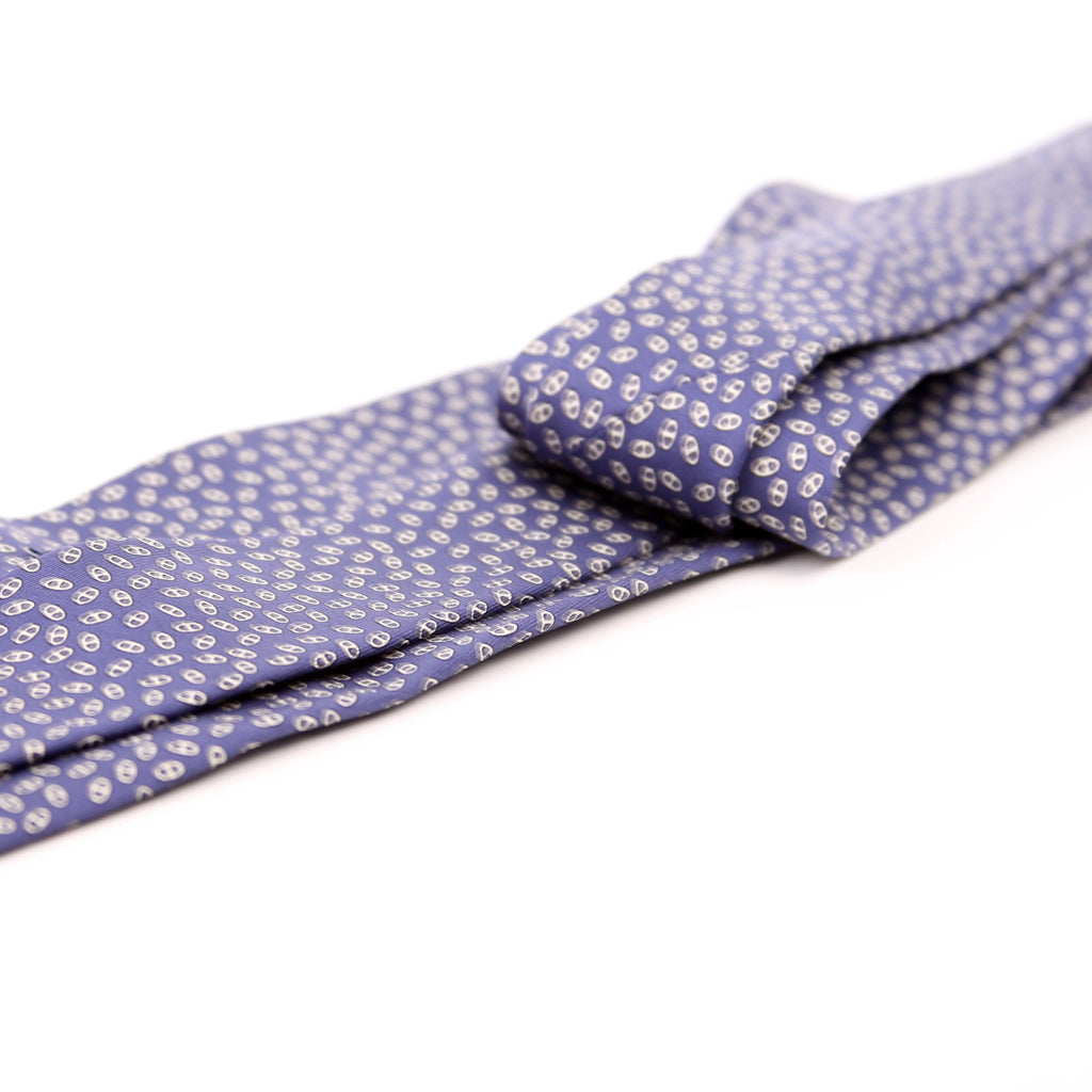 Printed Silk Tie Navy