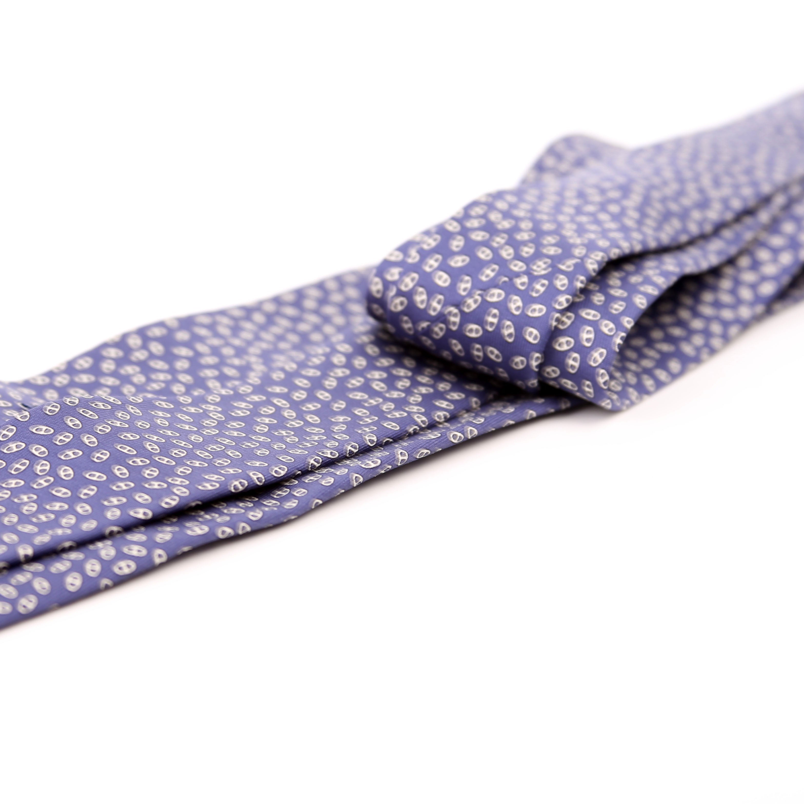 Printed Silk Tie Navy