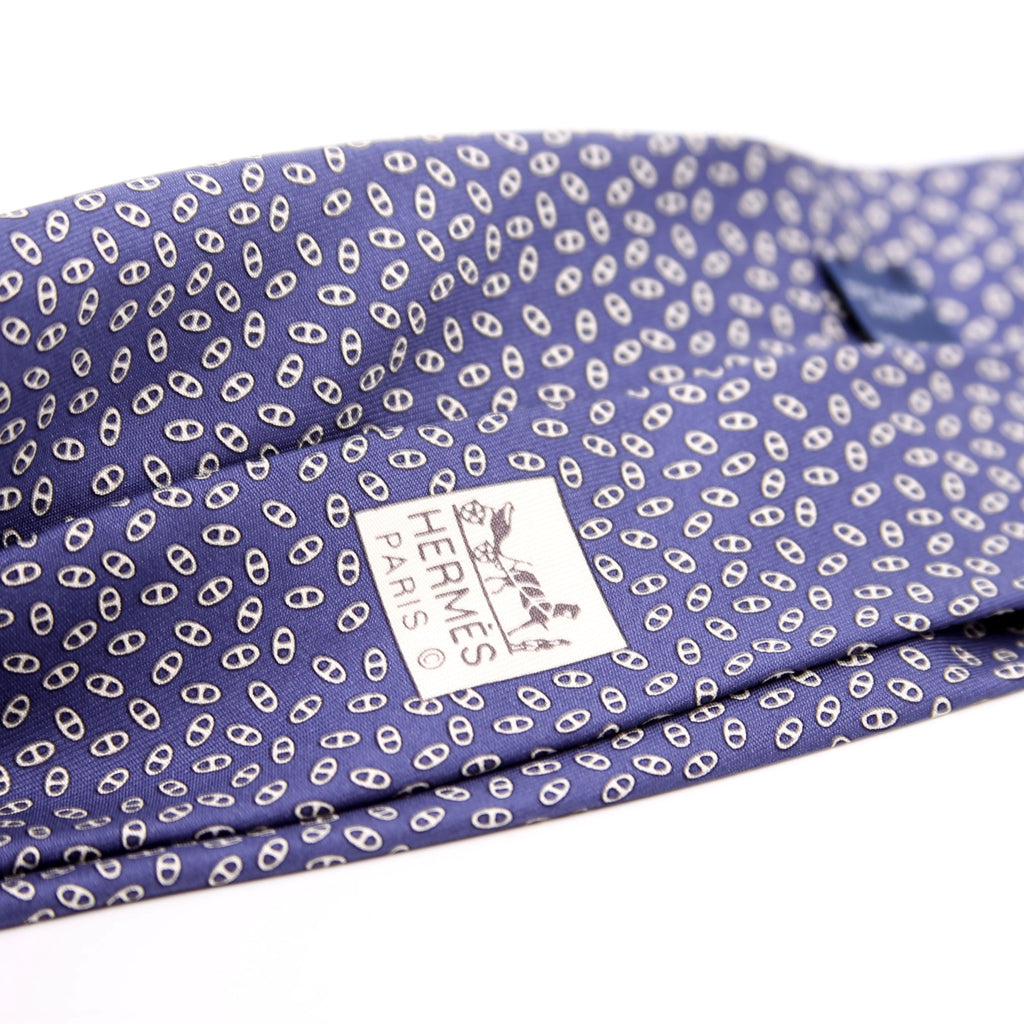 Printed Silk Tie Navy