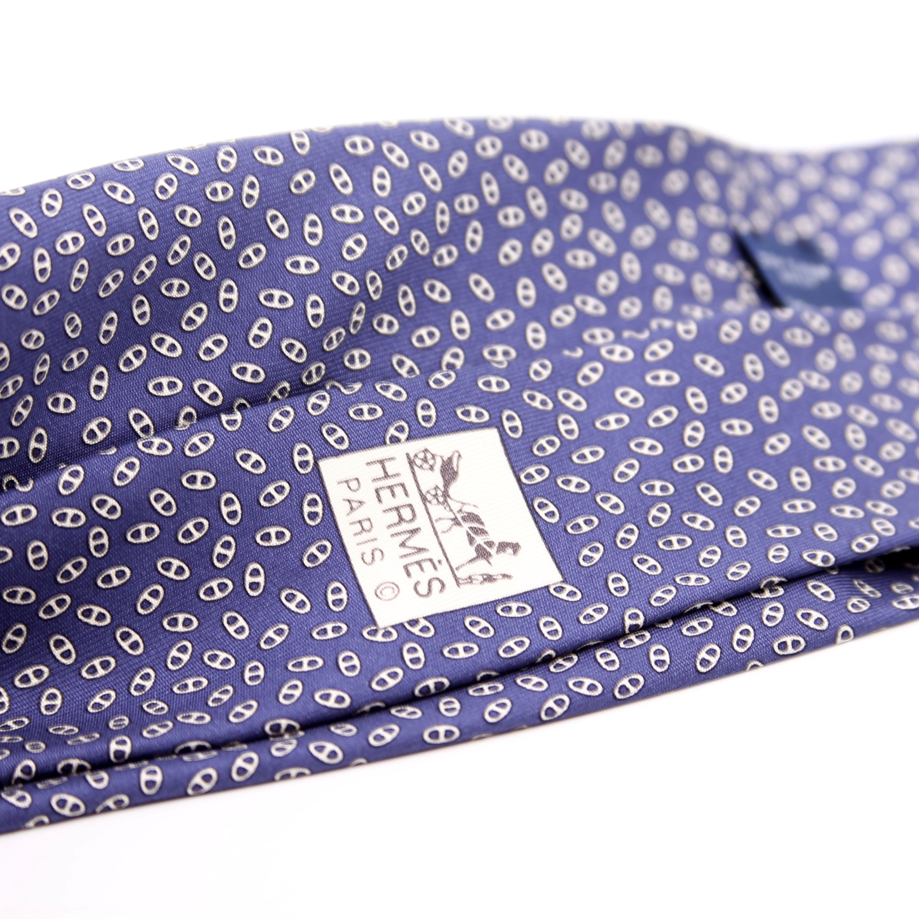 Printed Silk Tie Navy