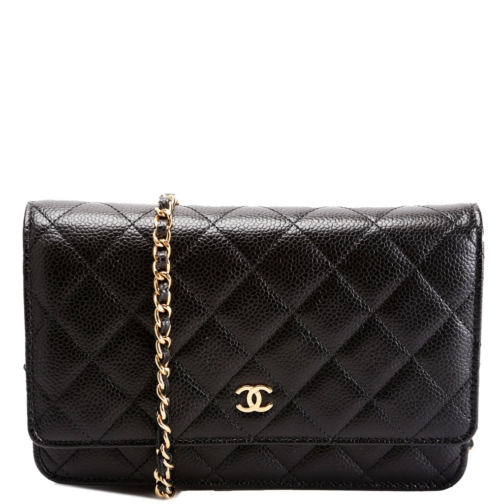 Wallet On Chain Classic Quilted Caviar RFID Black