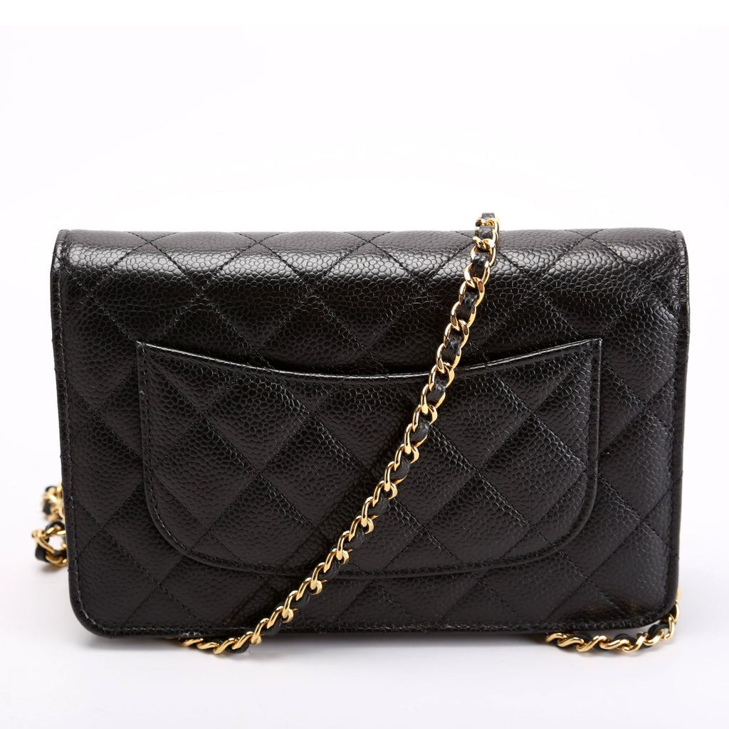 Wallet On Chain Classic Quilted Caviar RFID Black
