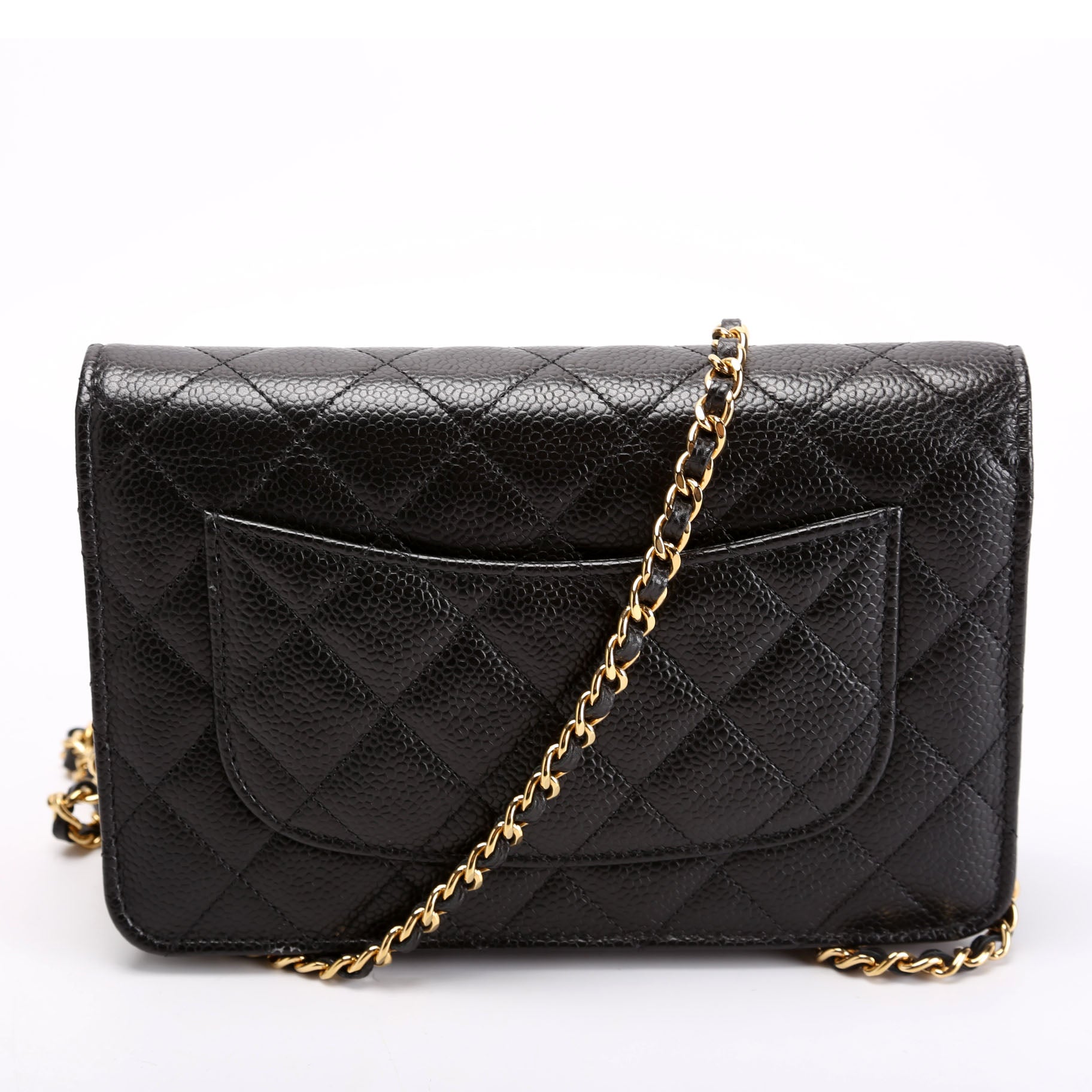 Wallet On Chain Classic Quilted Caviar RFID Black