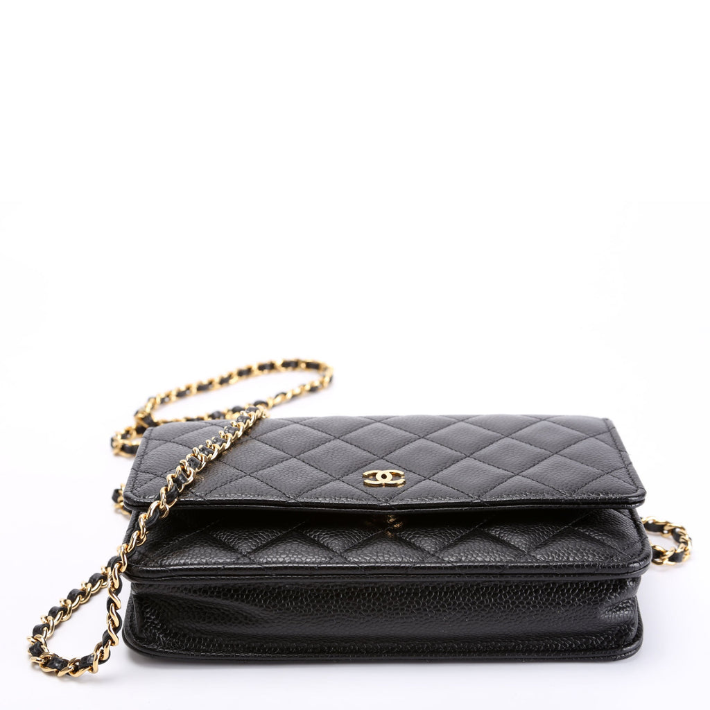 Wallet On Chain Classic Quilted Caviar RFID Black