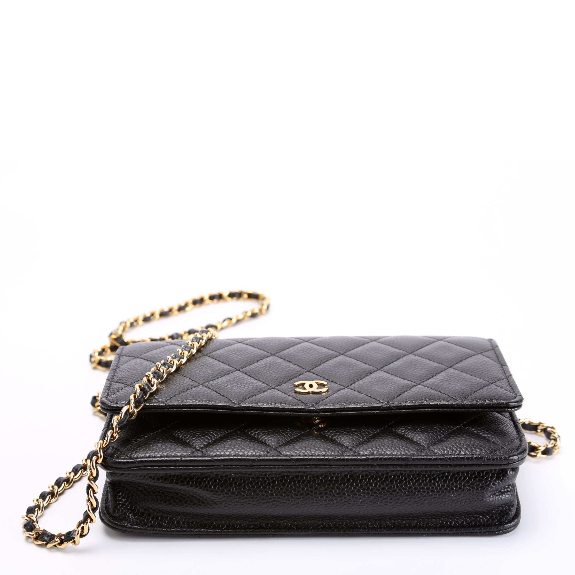 Wallet On Chain Classic Quilted Caviar RFID Black
