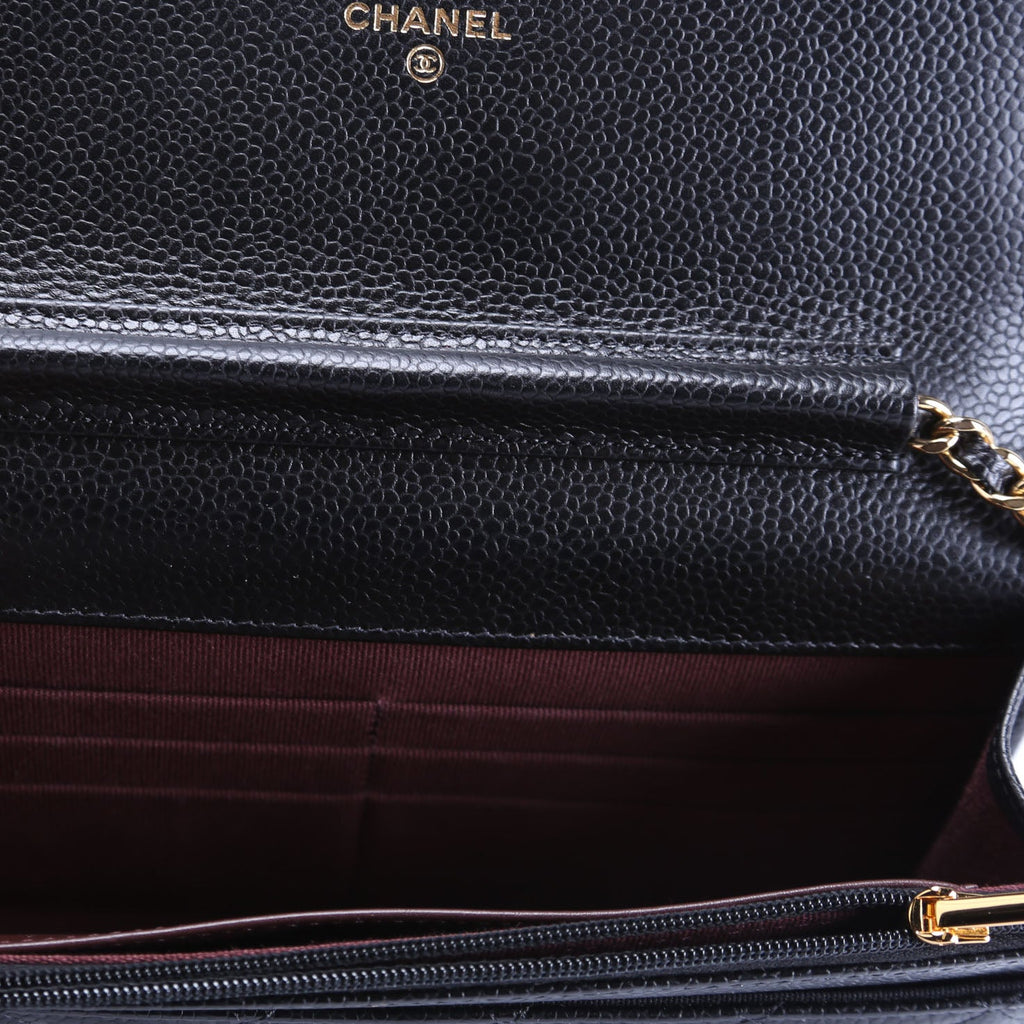 Wallet On Chain Classic Quilted Caviar RFID Black