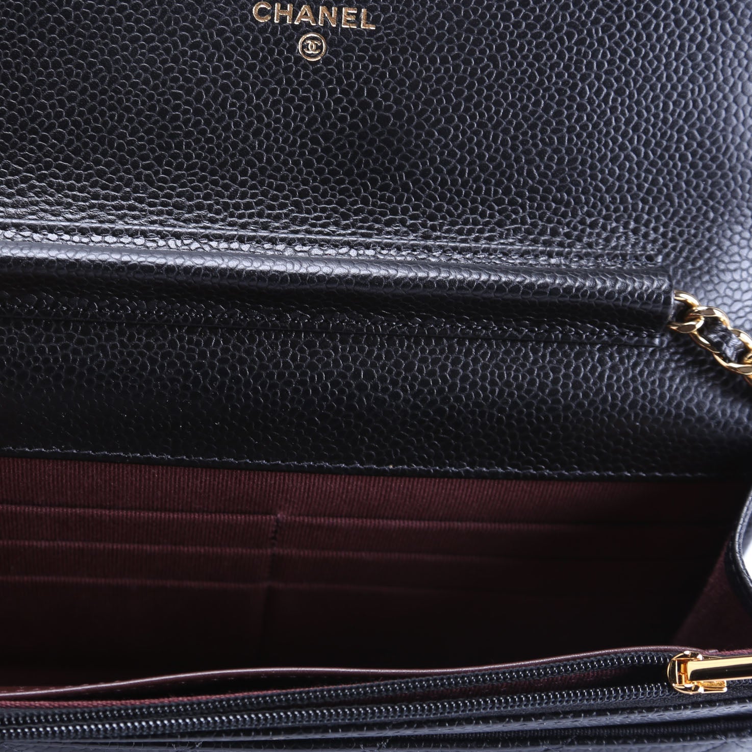 Wallet On Chain Classic Quilted Caviar RFID Black