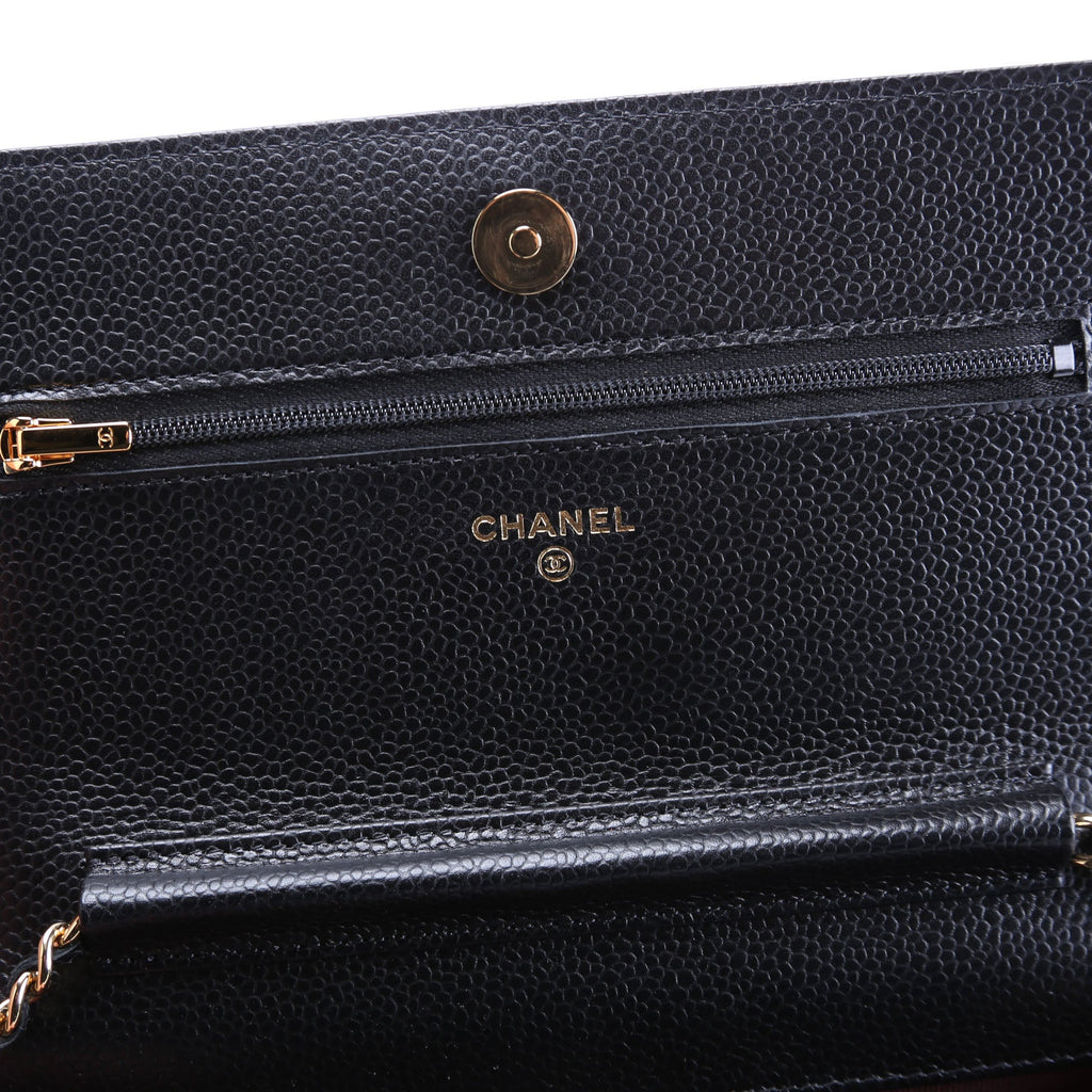 Wallet On Chain Classic Quilted Caviar RFID Black