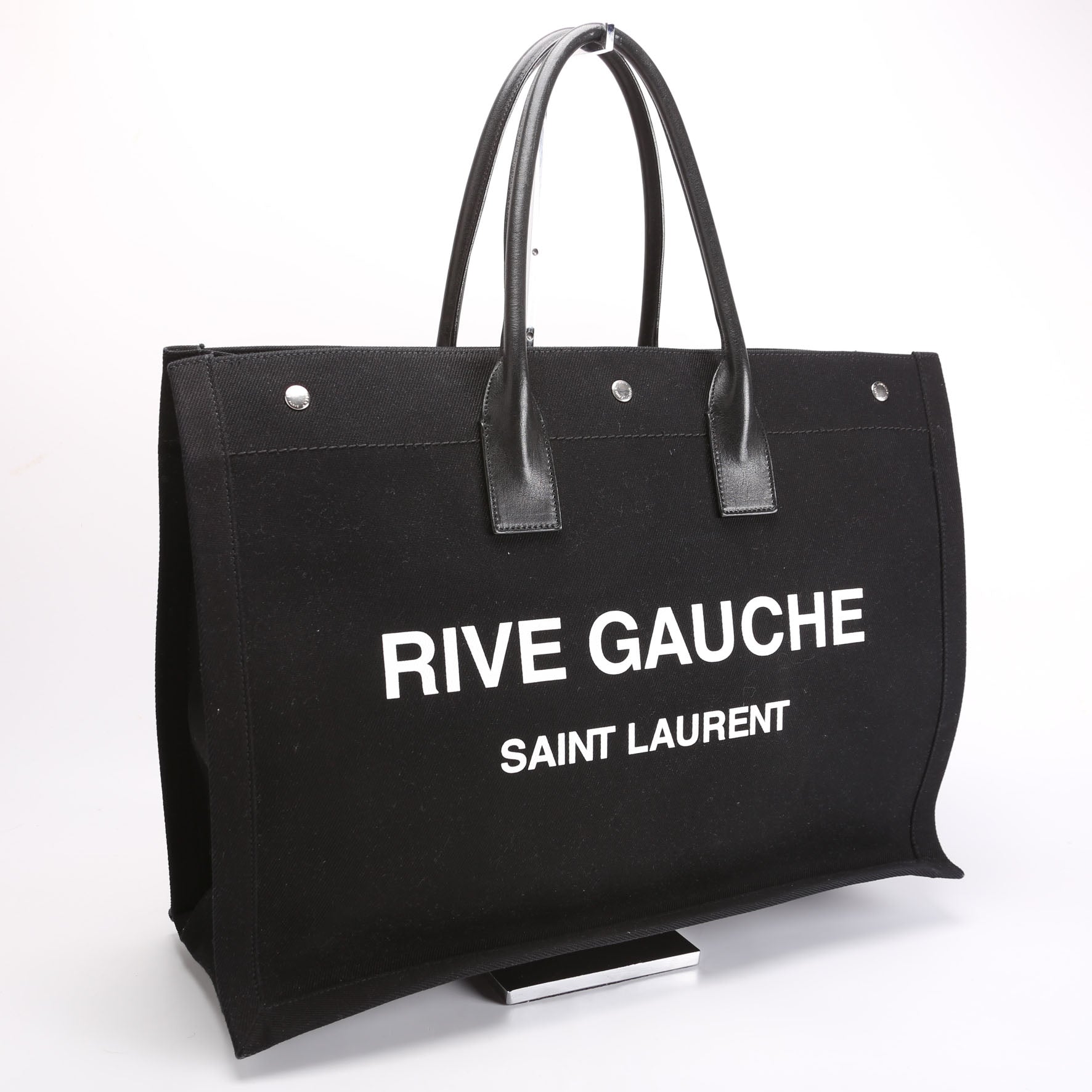 SAINT LAURENT Rive Gauche Tote Bag Black/White